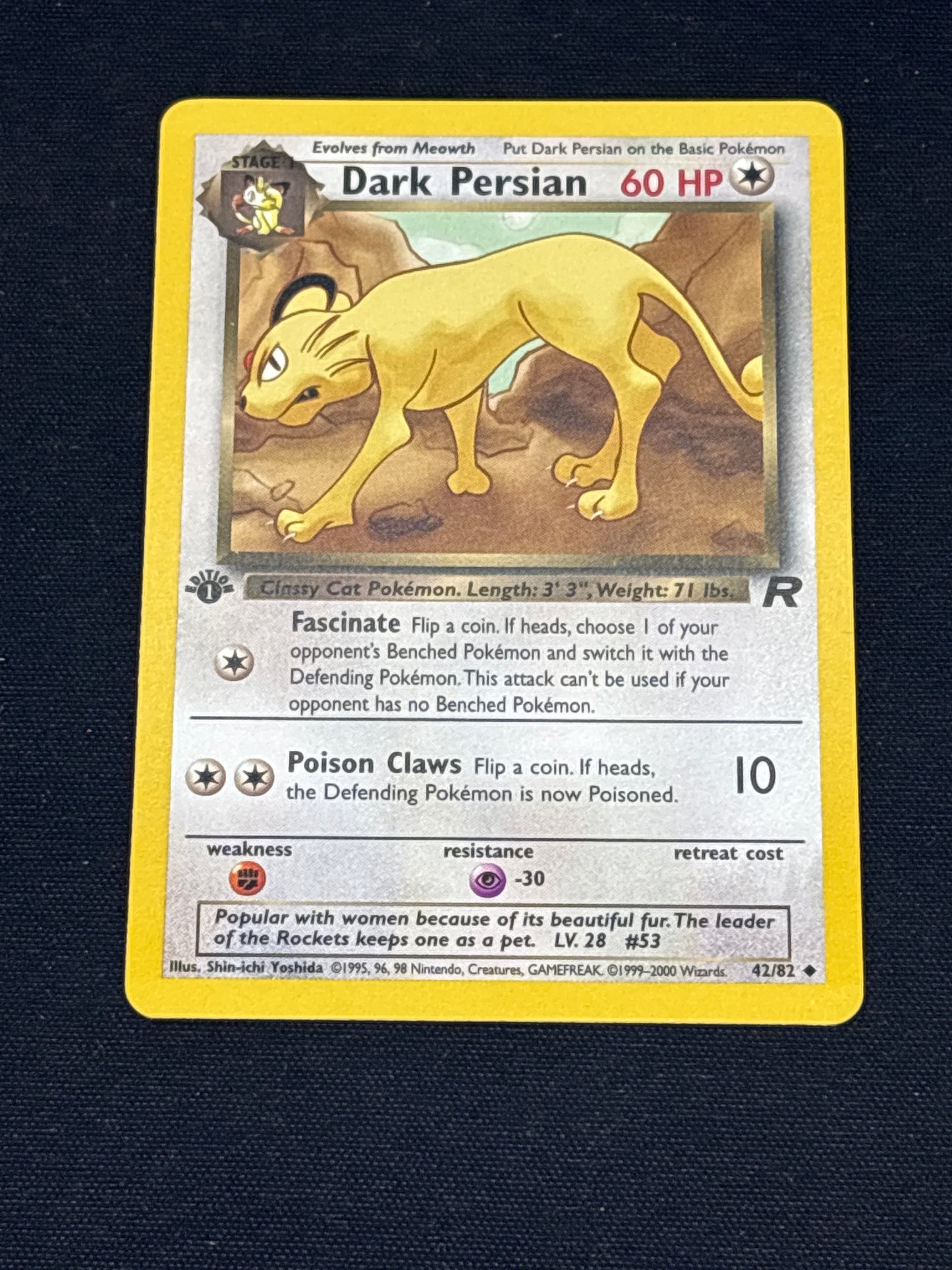 Auction Lot 250: Pokemon Cards 1st Edition Team Rocket Dark Persian Non Holo Rare Condition Vary
