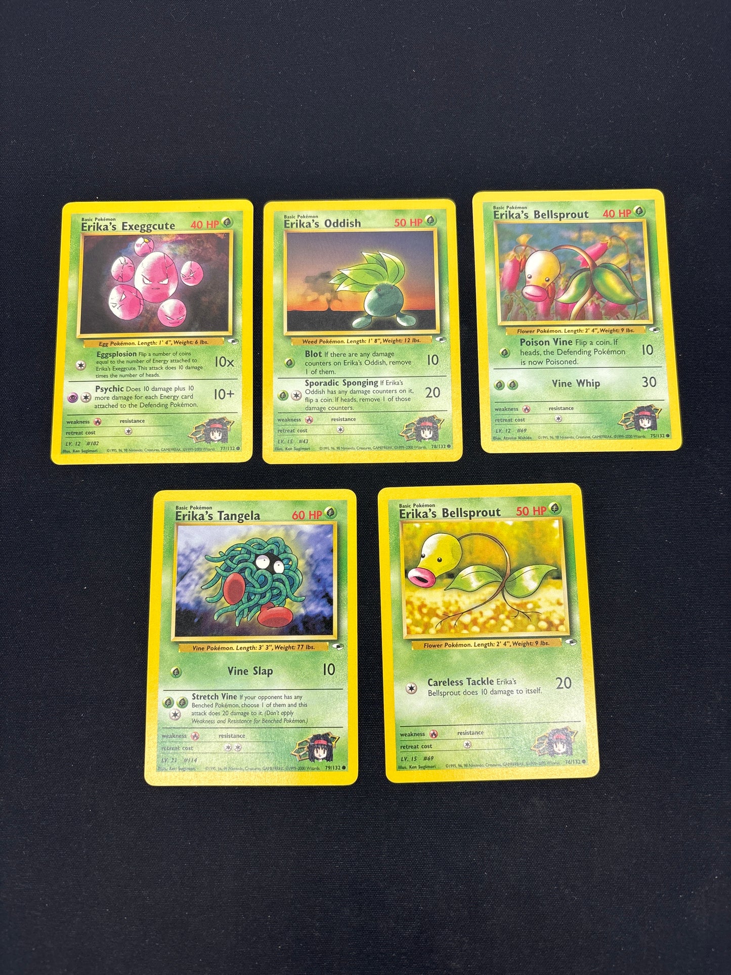 Auction Lot 4: Pokemon Cards Assorted Lot of 5 Gym Challenge Erika's Pokemon Conditions Vary