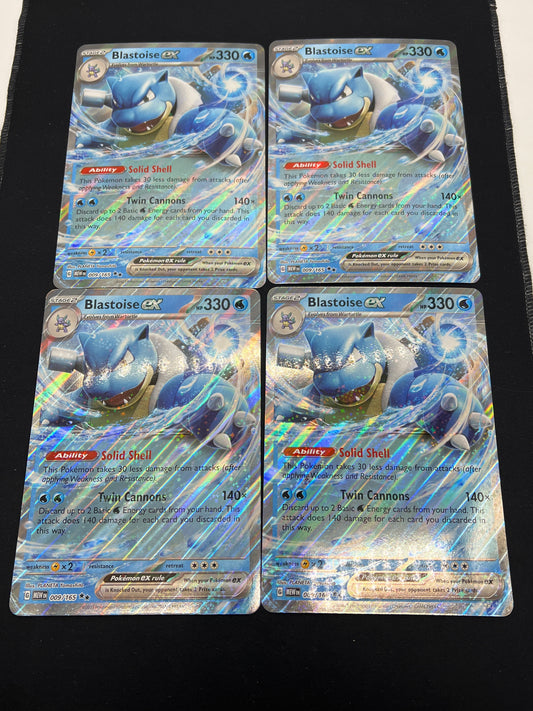 Auction Lot 17: Pokemon Cards JUMBO Lot of 4 Blastoise EX SV 151 Blooming Waters Promos Conditions Vary