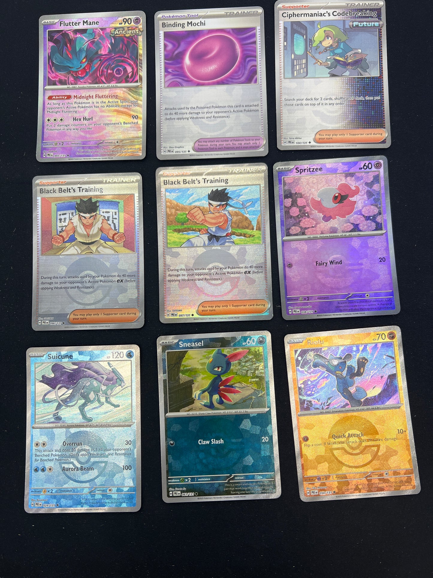 Auction lot 89: Pokemon Cards Lot of 9 Assorted Prismatic Evolutions Pokeball Pattern Conditions Vary