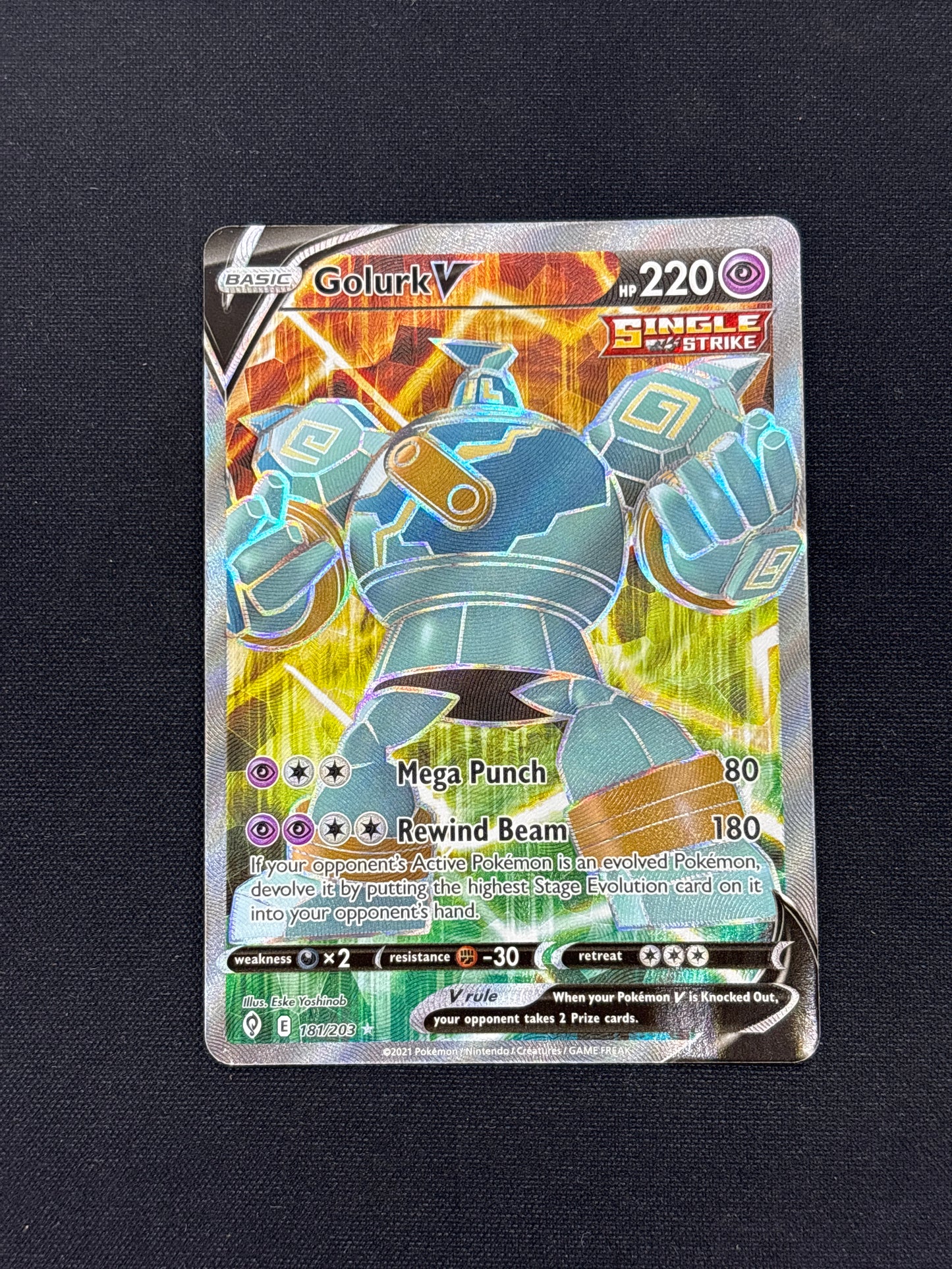 Auction Lot 181: Golurk V Full Art Pokemon Card Conditions Vary
