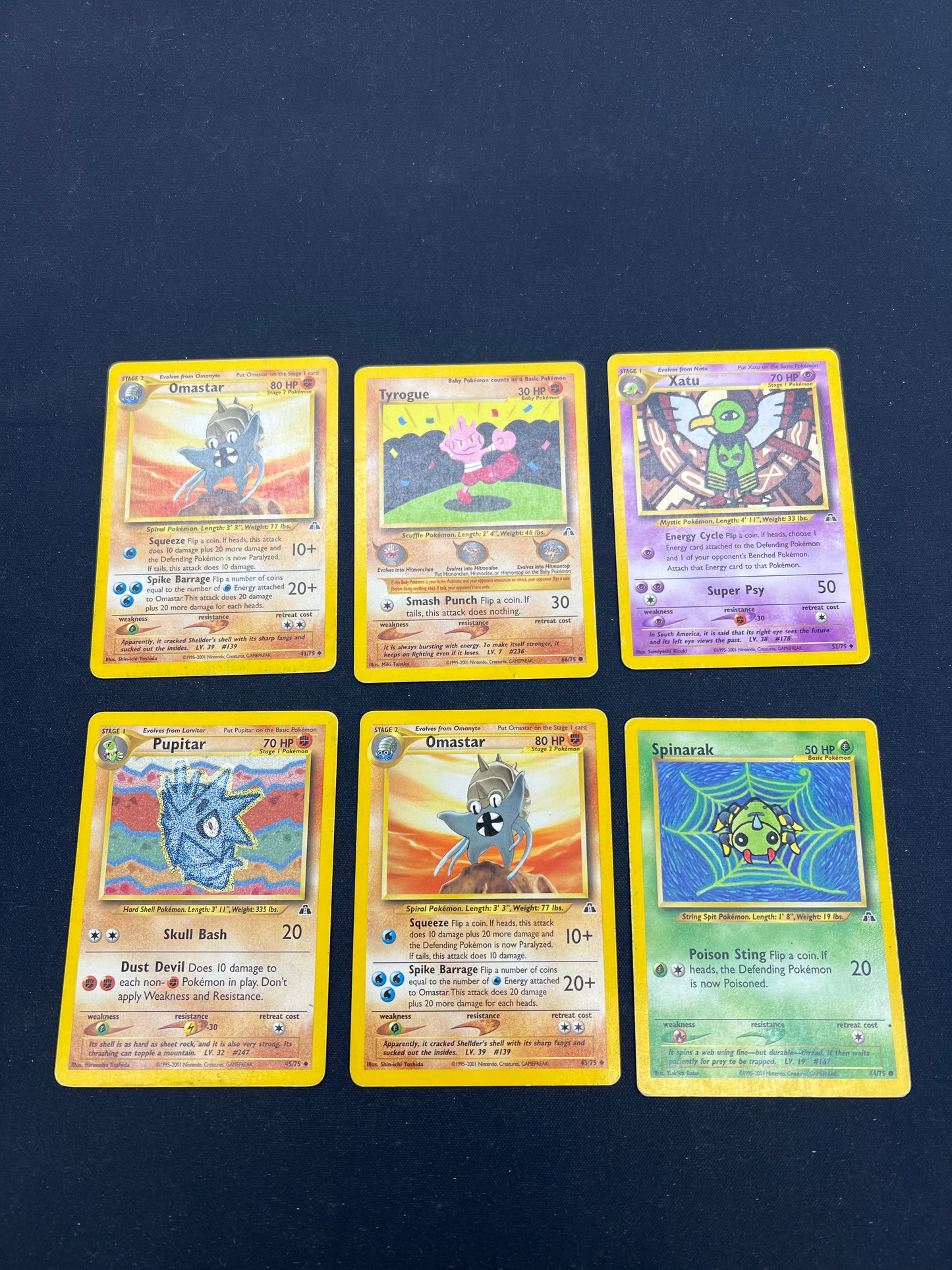Auction Lot 159: Pokemon Cards Lot of 6 WOTC Neo Era Commons Uncommons Conditions Vary