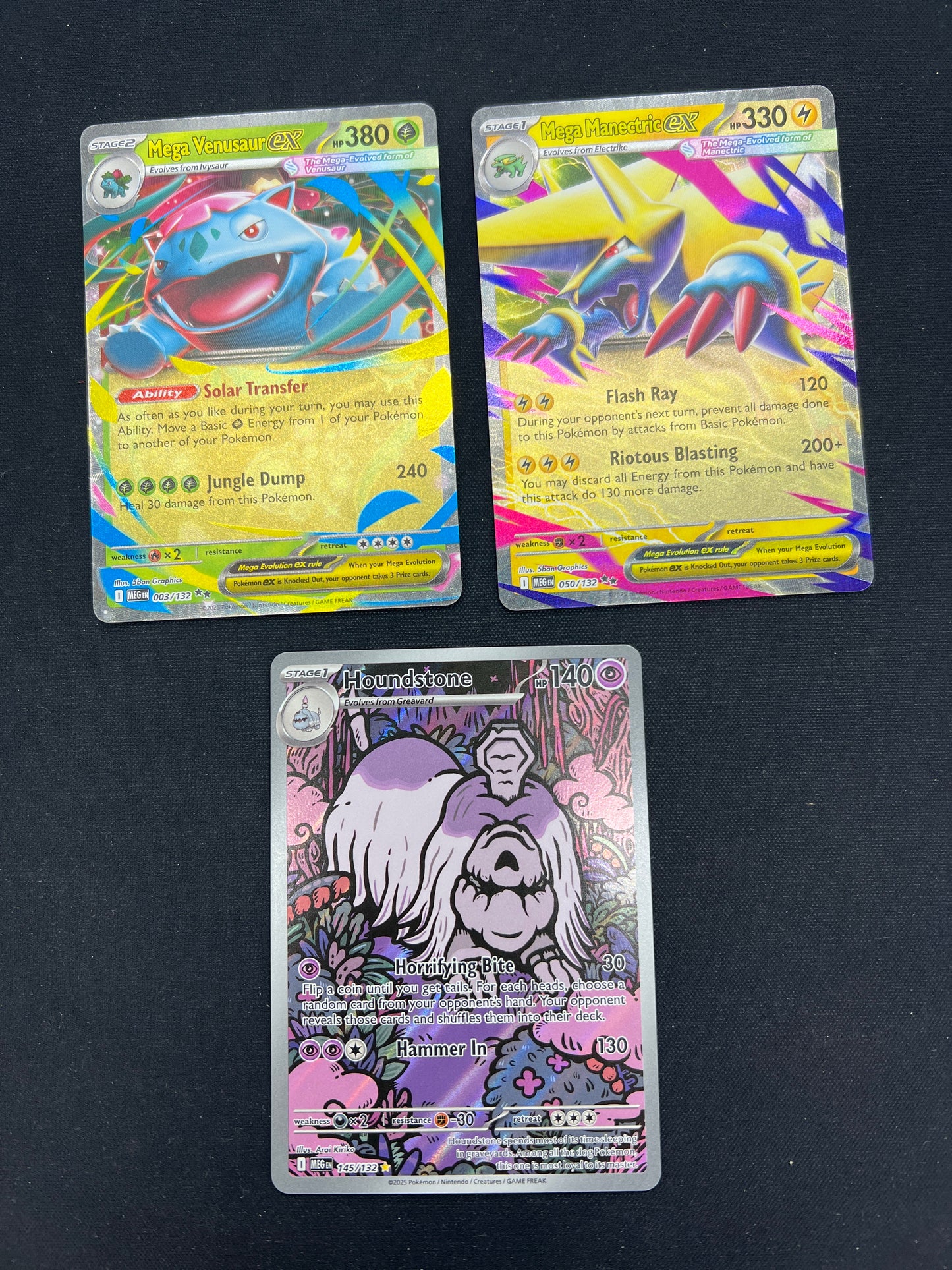 Auction Lot 105: Pokemon Cards Lot of 3 Mega Evolutions Illustration Rare and Ultra Rares Conditions Vary