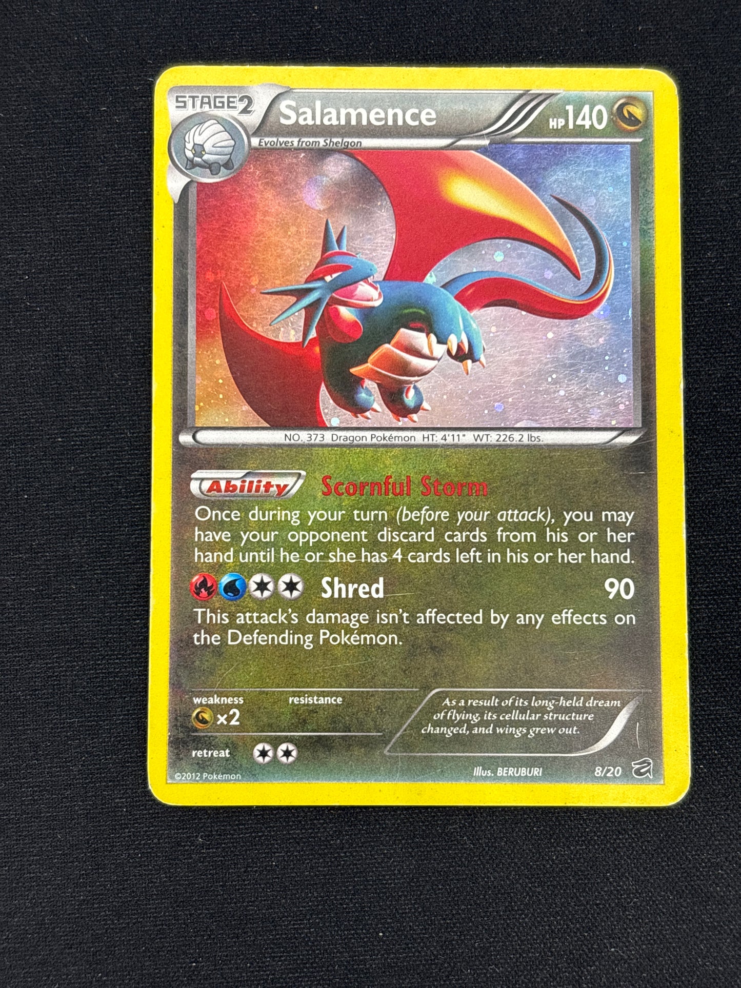 Auction Lot 232: Salamence Holo 8/20 Pokemon Dragon Vault Card Conditions Vary