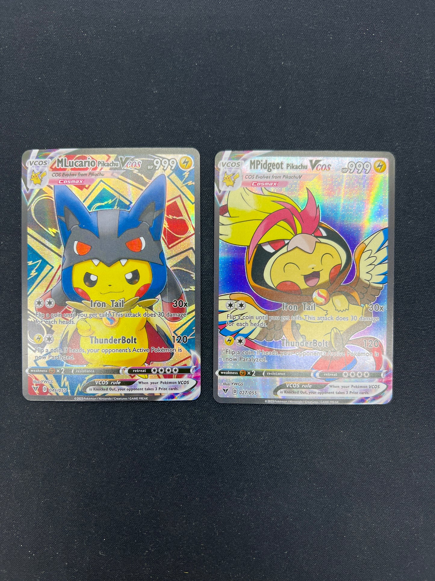 Auction Lot 104: Pokemon CUSTOM Cards Pikachu Mega Poncho Full Arts Conditions Vary