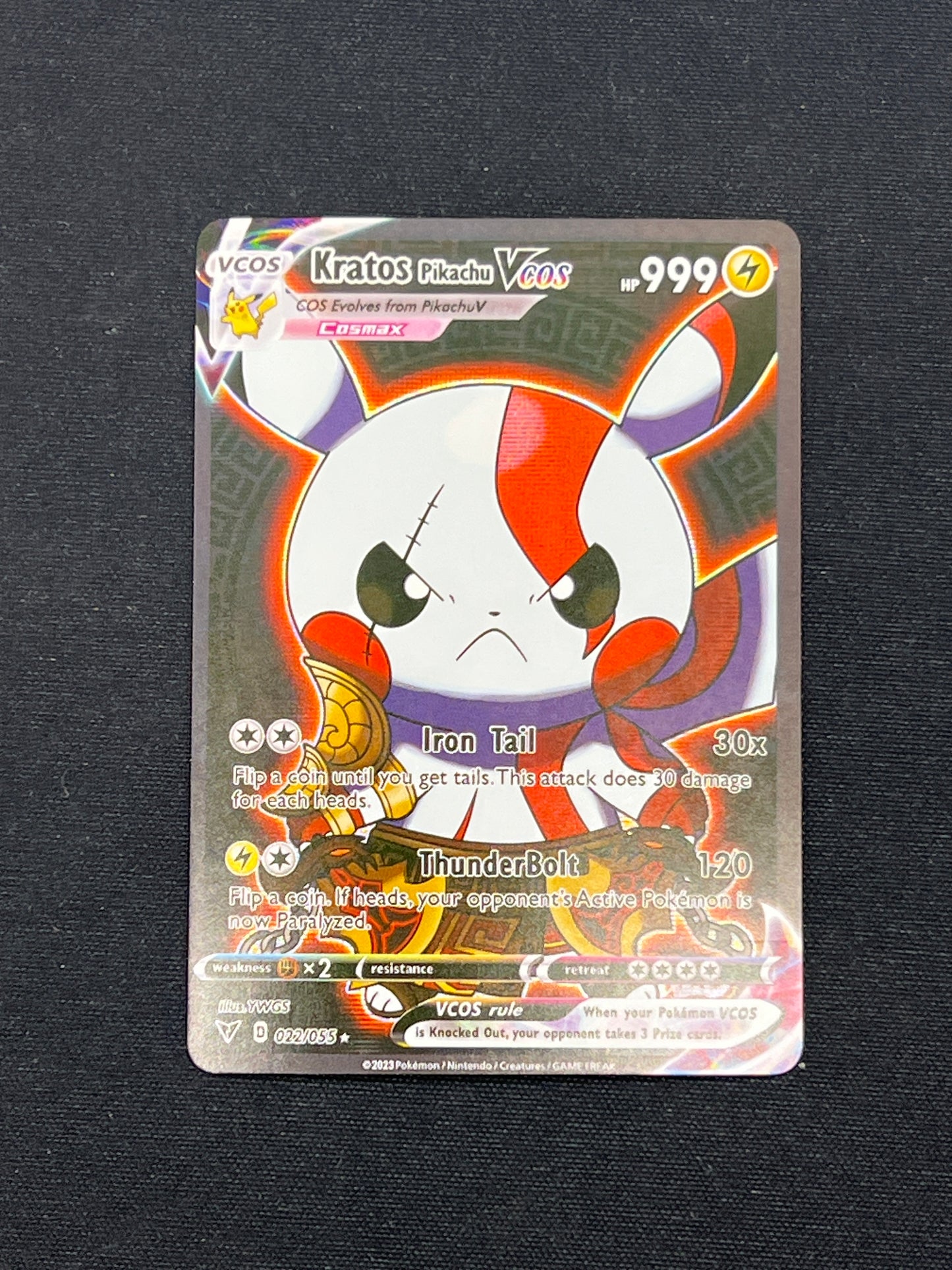 Auction Lot 435: Pokemon Cards CUSTOM Kratos Pikachu Conditions Vary