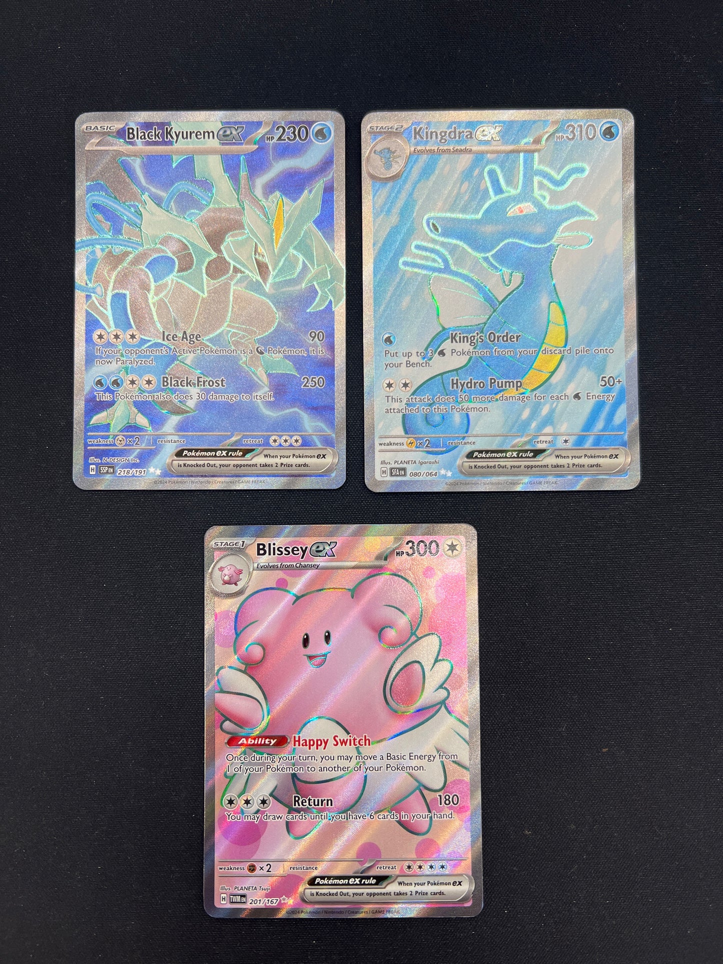 Auction Lot 229: Pokemon Cards Lot of 3 Assorted EX Full Arts SV Conditions Vary