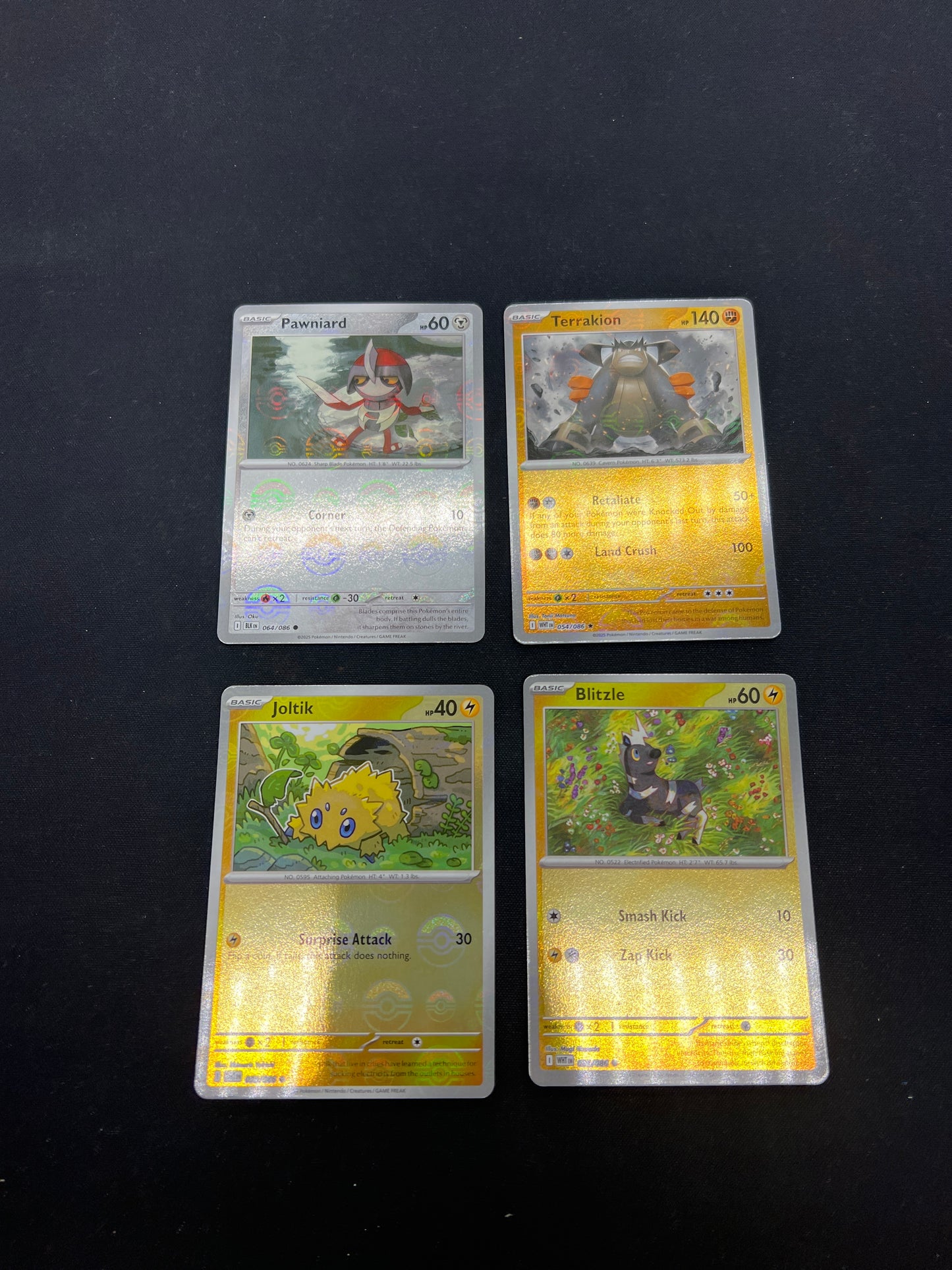 Auction Lot 45: Pokemon Cards Lot of 4 Pokeball Holos SV Black Bolt White Flare Conditions Vary