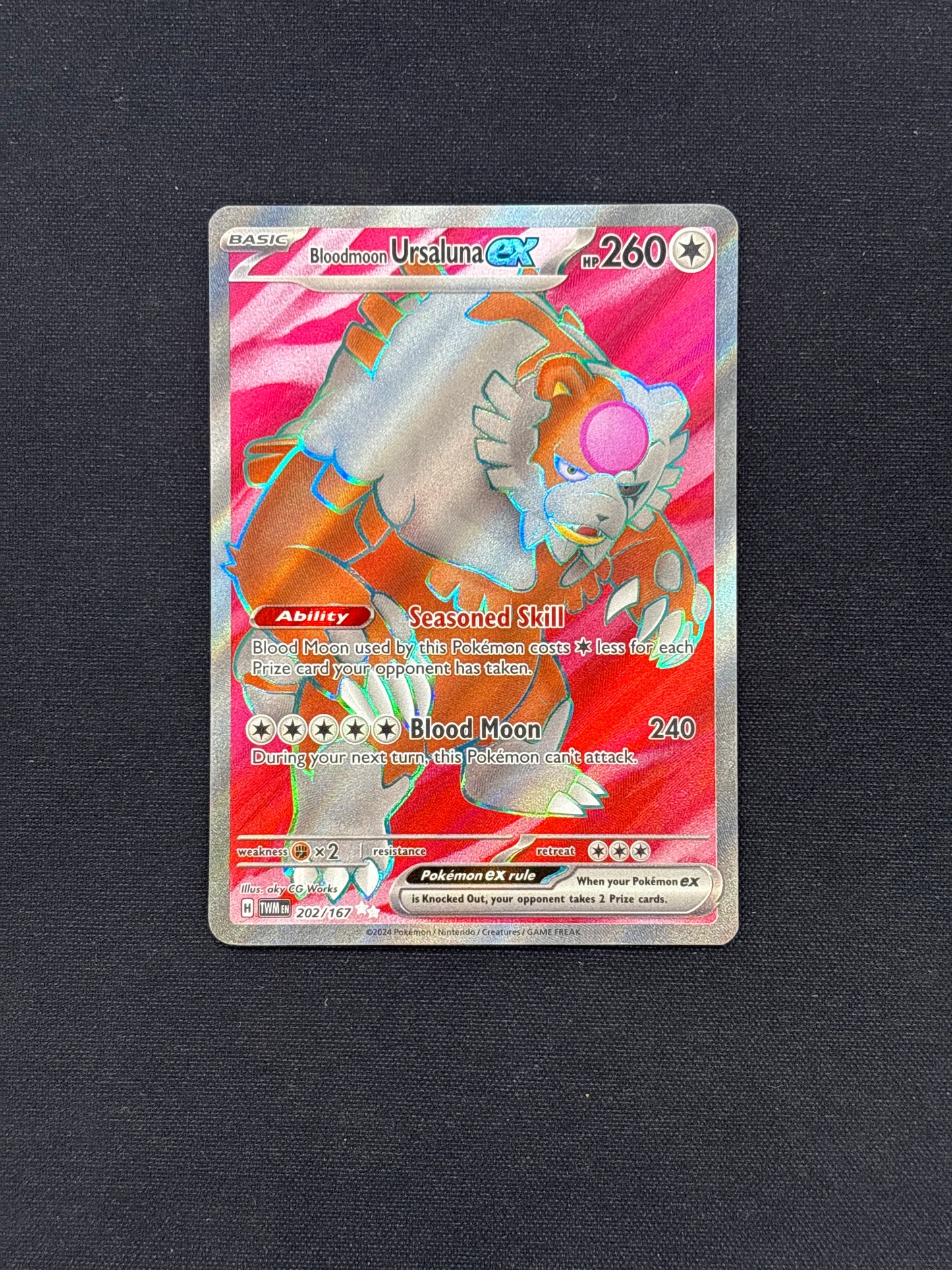 Auction Lot 263: Pokemon Blood Moon Ursaluna EX Full Art Card Conditions Vary