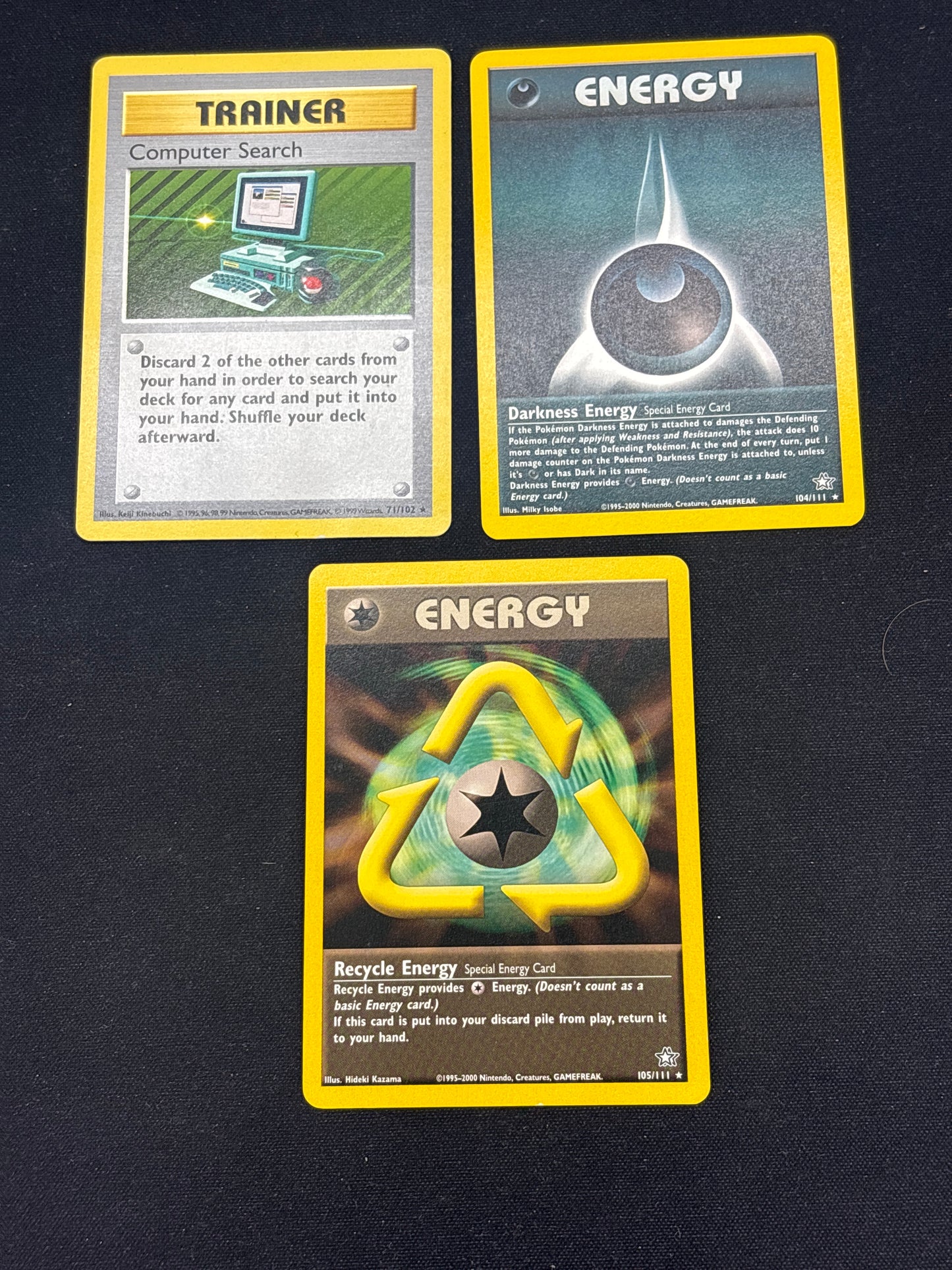 Auction Lot 92: Pokemon Cards Lot of 3 WOTC Energy and Trainers Conditions Vary