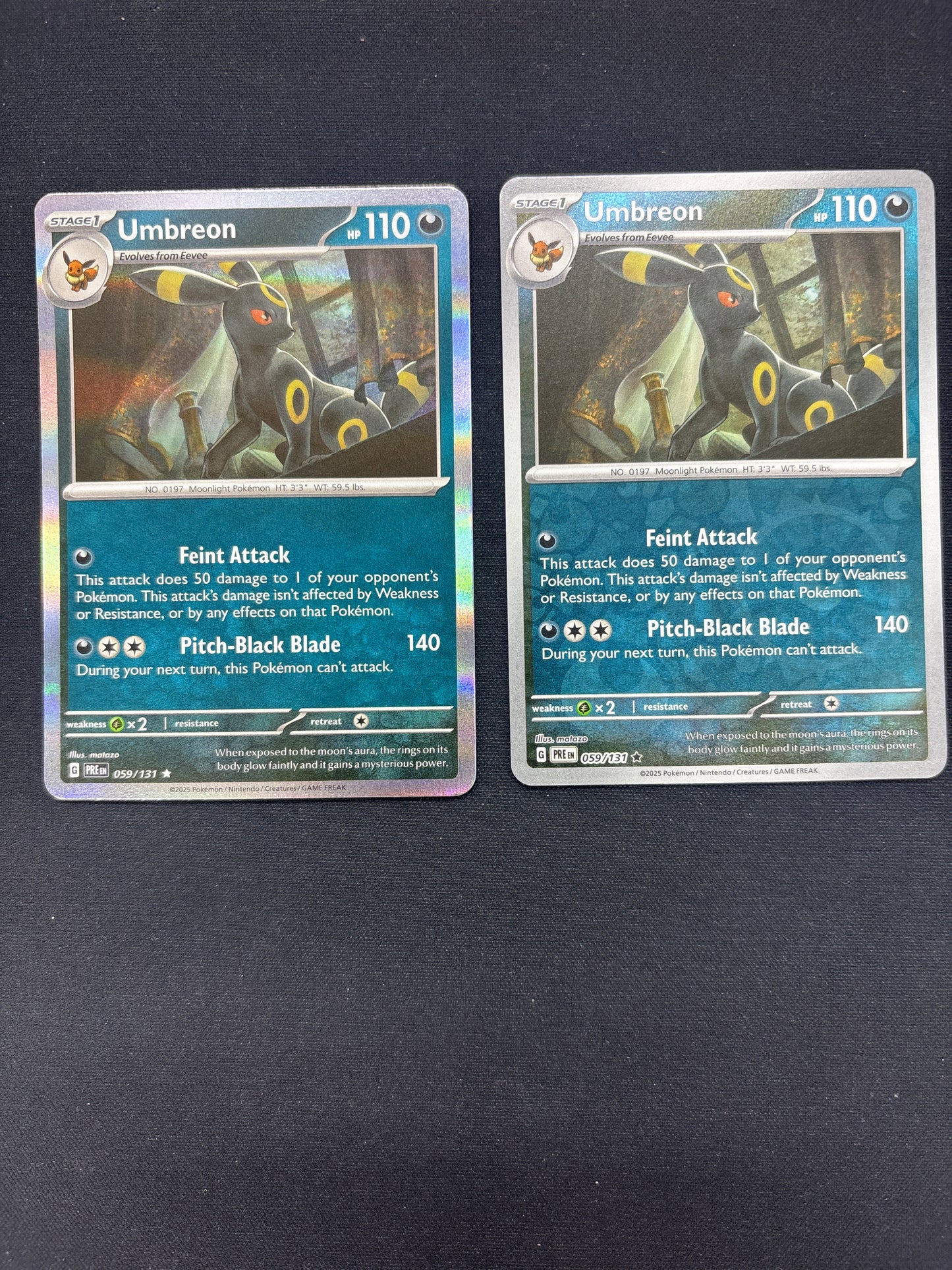 Auction Lot 246: Pokemon Cards Lot of 2 Umbreon Reverse & Holo Prismatic Evolutions Conditions Vary