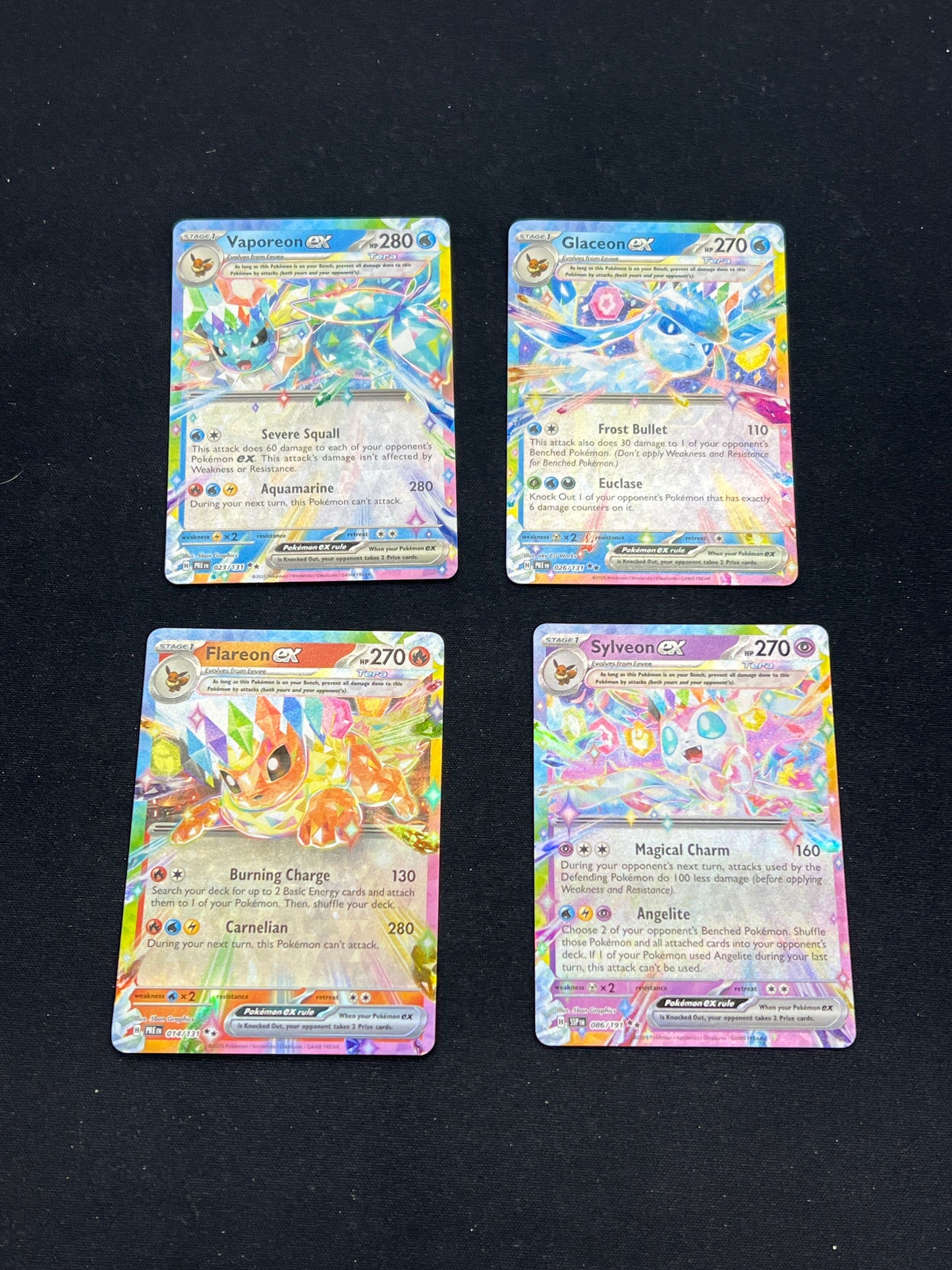Auction Lot 340: Pokemon Cards Lot of 4 Eeveelutions EX Prismatic Evolutions Conditions Vary