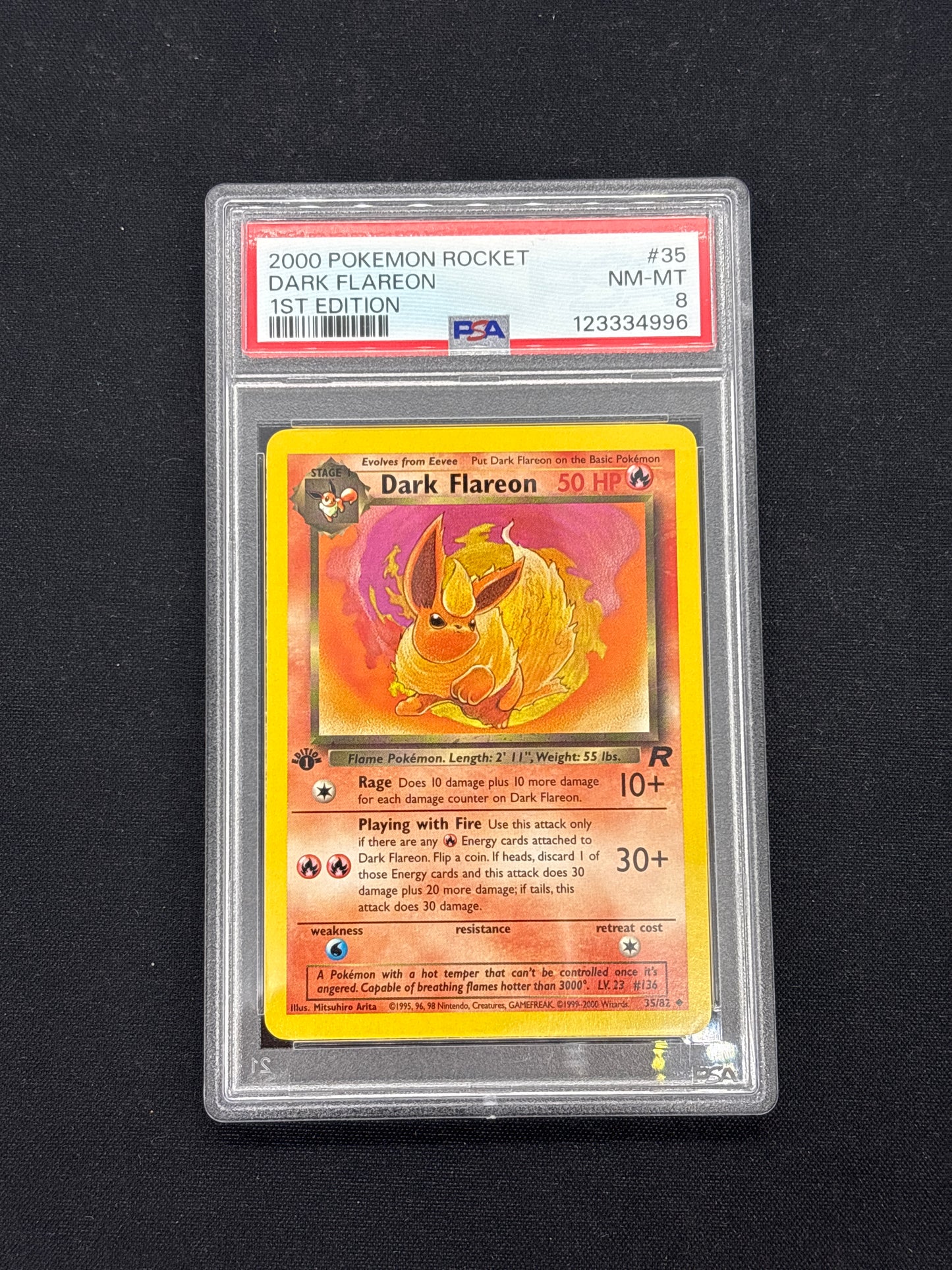 Auction Lot 21: PSA 8 Dark Flareon 1st Edition Non Holo Rare Card