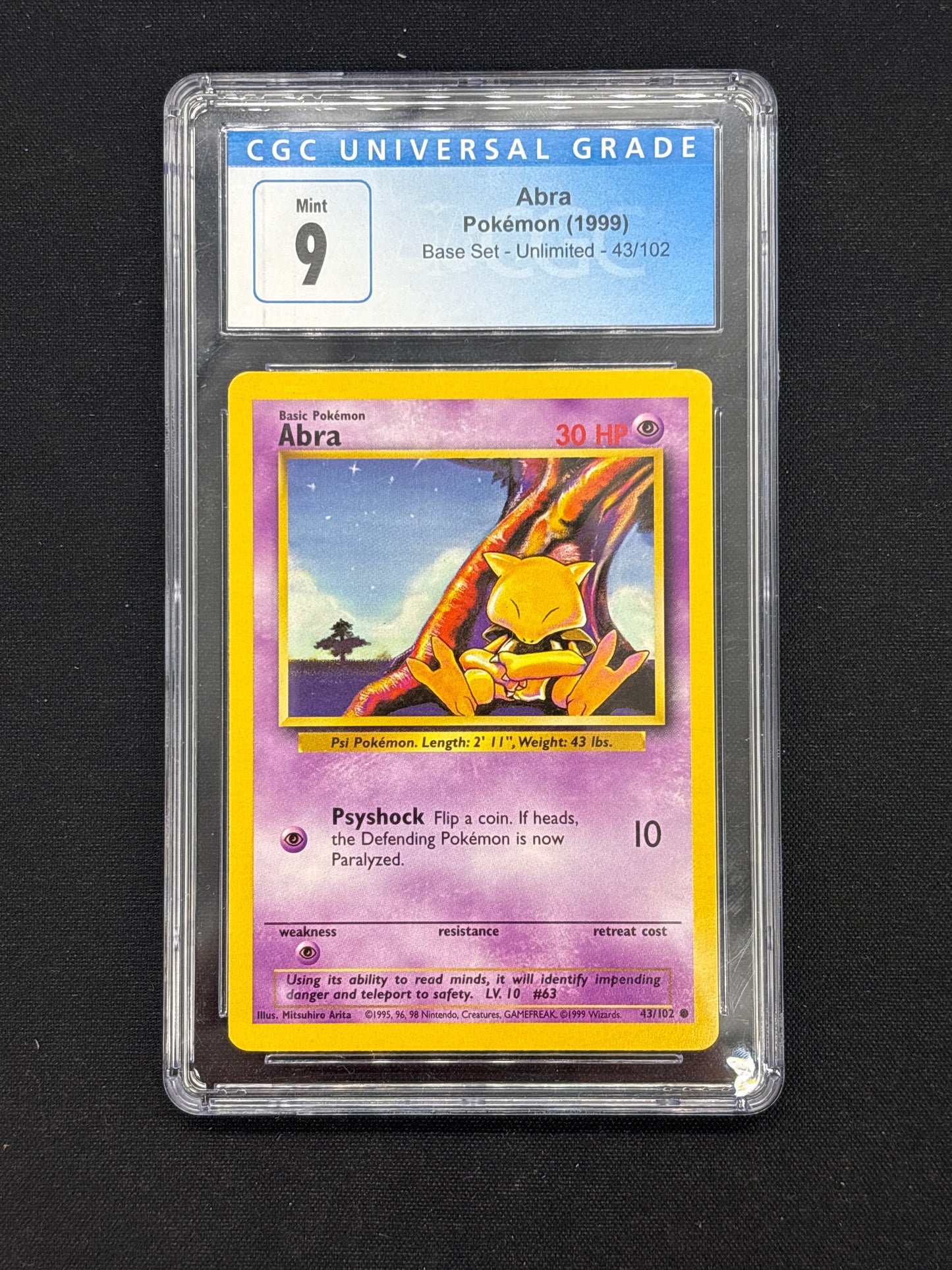 Auction Lot 295: CGC 9 Abra Pokemon Base Set