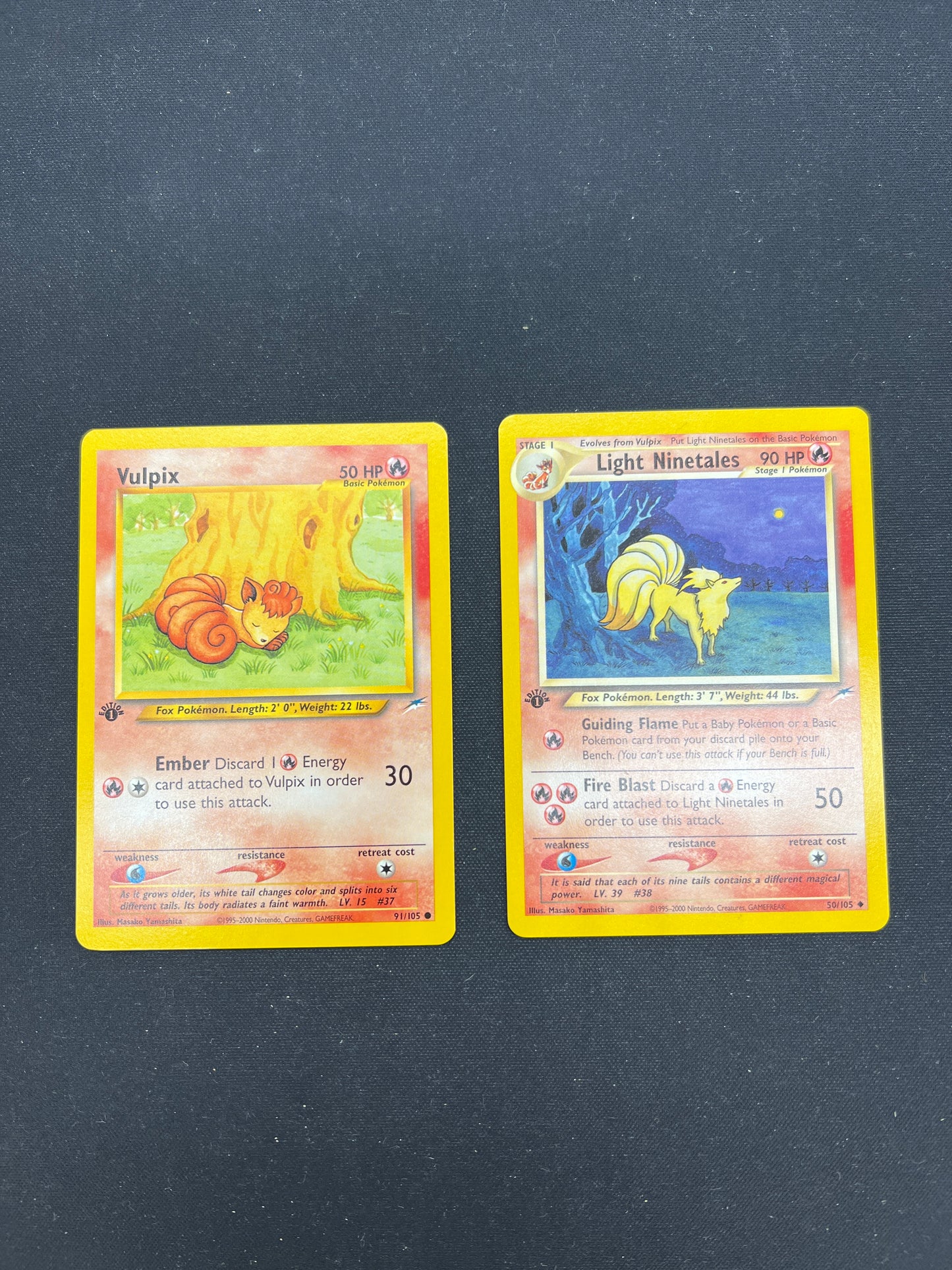 Auction Lot 5: Pokemon Cards Vulpix & Light Ninetales 1st Edition Neo Discovery Conditions Vary