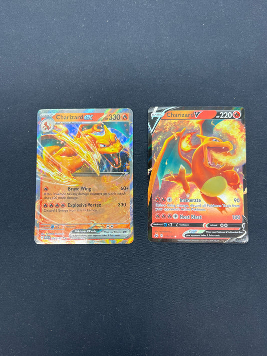 Auction Lot 411: Pokemon Cards Lot of 2 Charizards EX & Full Art V Conditions Vary
