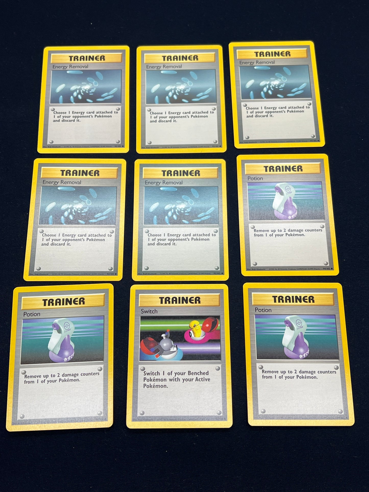 Auction Lot 198: Pokemon Cards Lot of 9 Assorted Trainer Base Set Conditions Vary