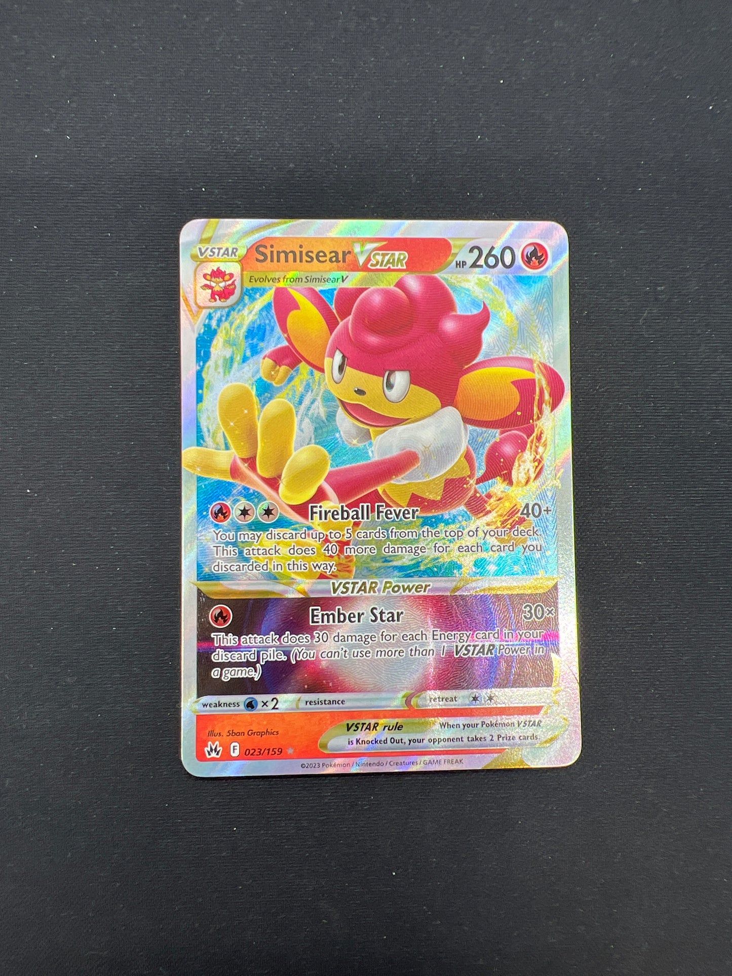Auction Lot 239: Pokemon Card Simisear VSTAR Crown Zenith Conditions Vary