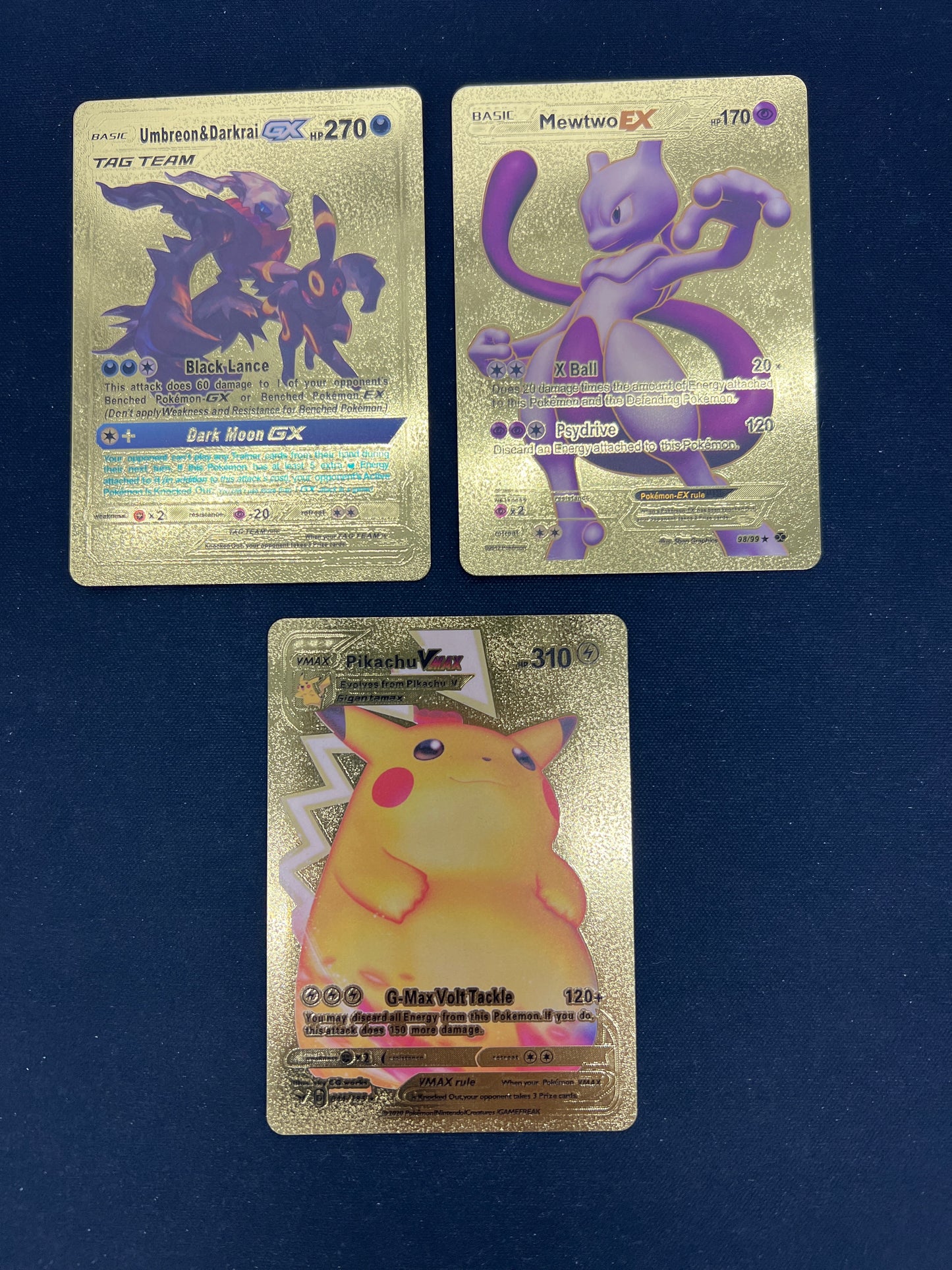 Auction Lot 303: Pokemon Cards CUSTOM Lot of 3 Assorted Gold Conditions Vary