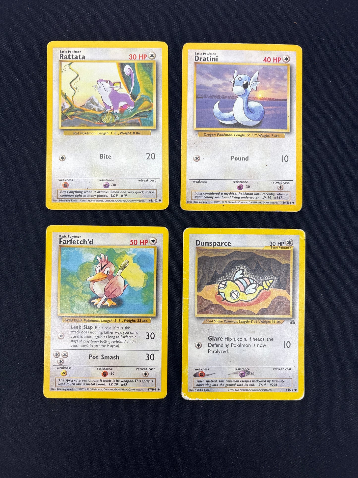 Auction Lot 372: Pokemon Cards Assorted Lot of 4 WOTC Era Normal Type Common Uncommons Conditions Vary