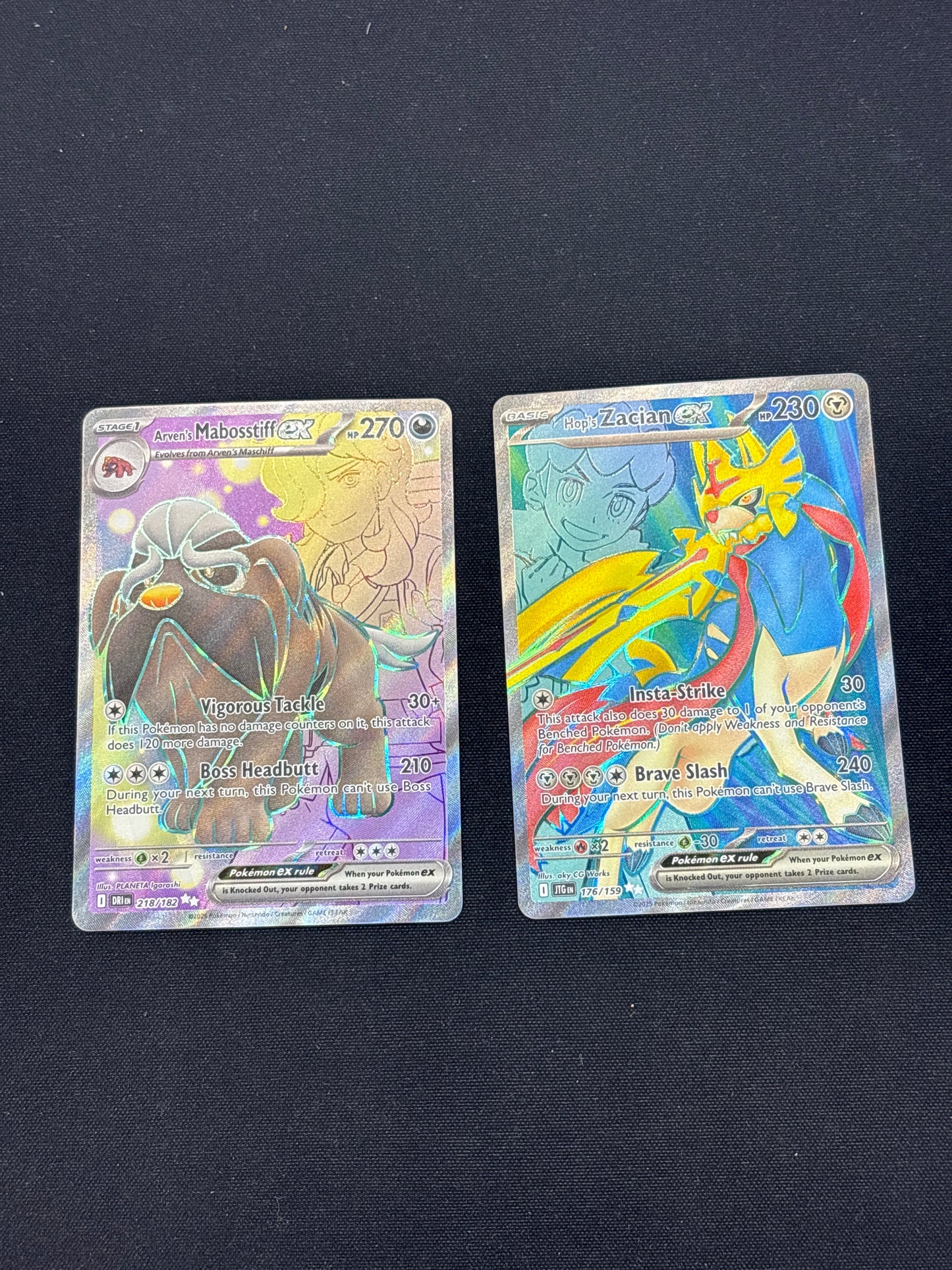 Auction Lot 402: Pokemon Cards Assorted Lot of 2 Arven's Mabosstiff EX Hop's Zacian EX Conditions Vary