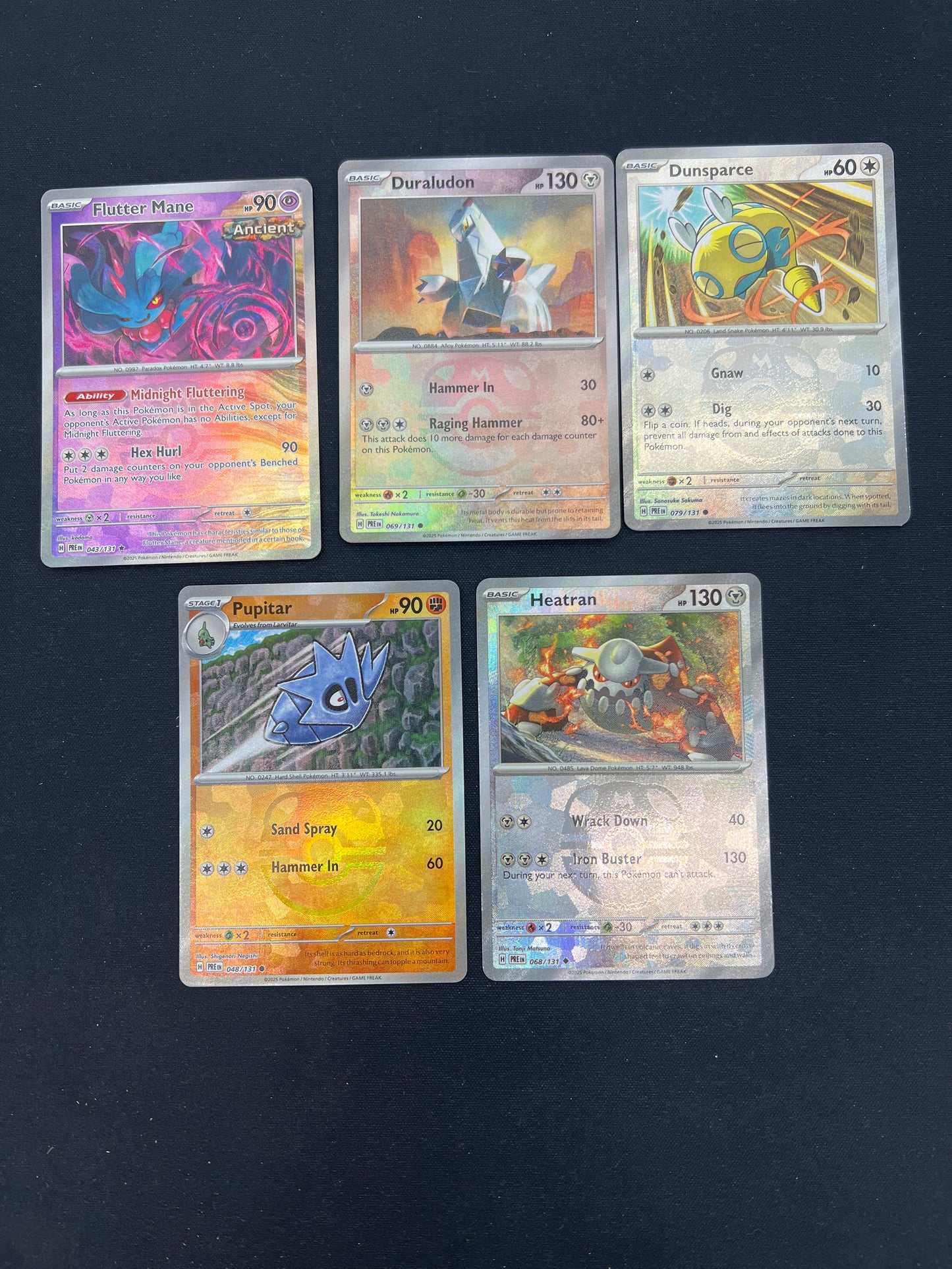 Auction Lot 101: Pokemon Cards Lot of 5 Assorted Prismatic Evolutions Masterball Pattern Conditions Vary