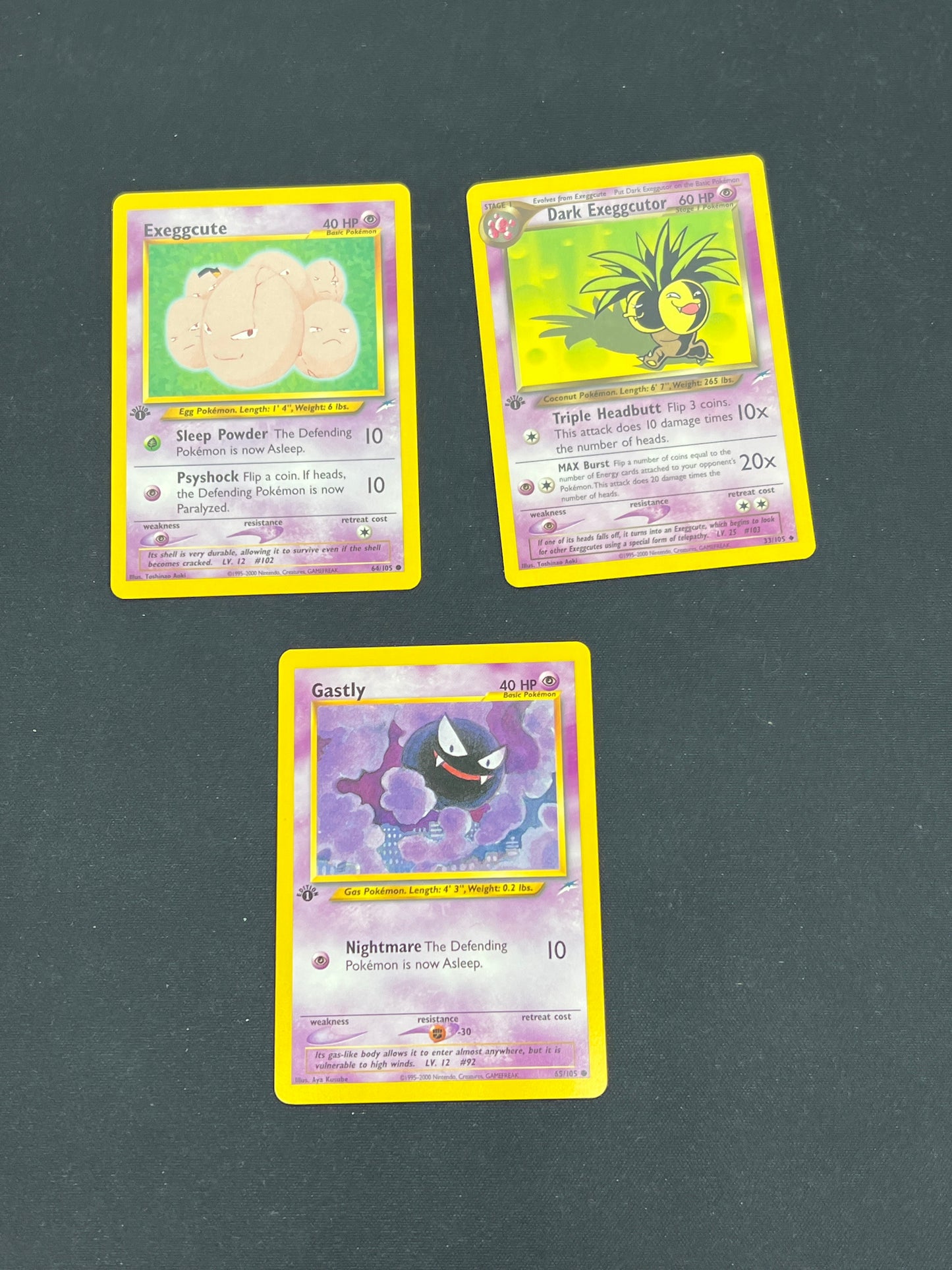 Auction Lot 45: Pokemon Cards Lot of 3 Assorted Psychic Types 1st Edition Neo Destiny Conditions Vary