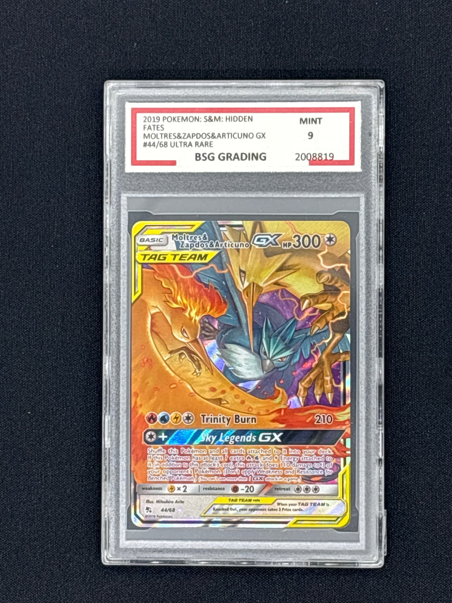 Auction Lot 2: BSG 9 Moltres Artucino Zapdos GX 44/68 Hidden Fates