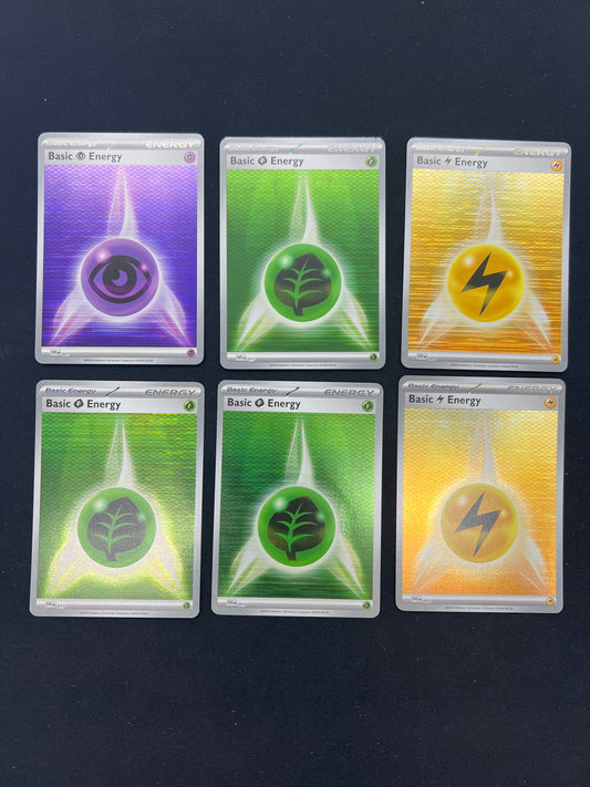 Auction Lot 341: Pokemon Cards Lot of 6 Assorted Energy Holo SV BW Conditions Vary