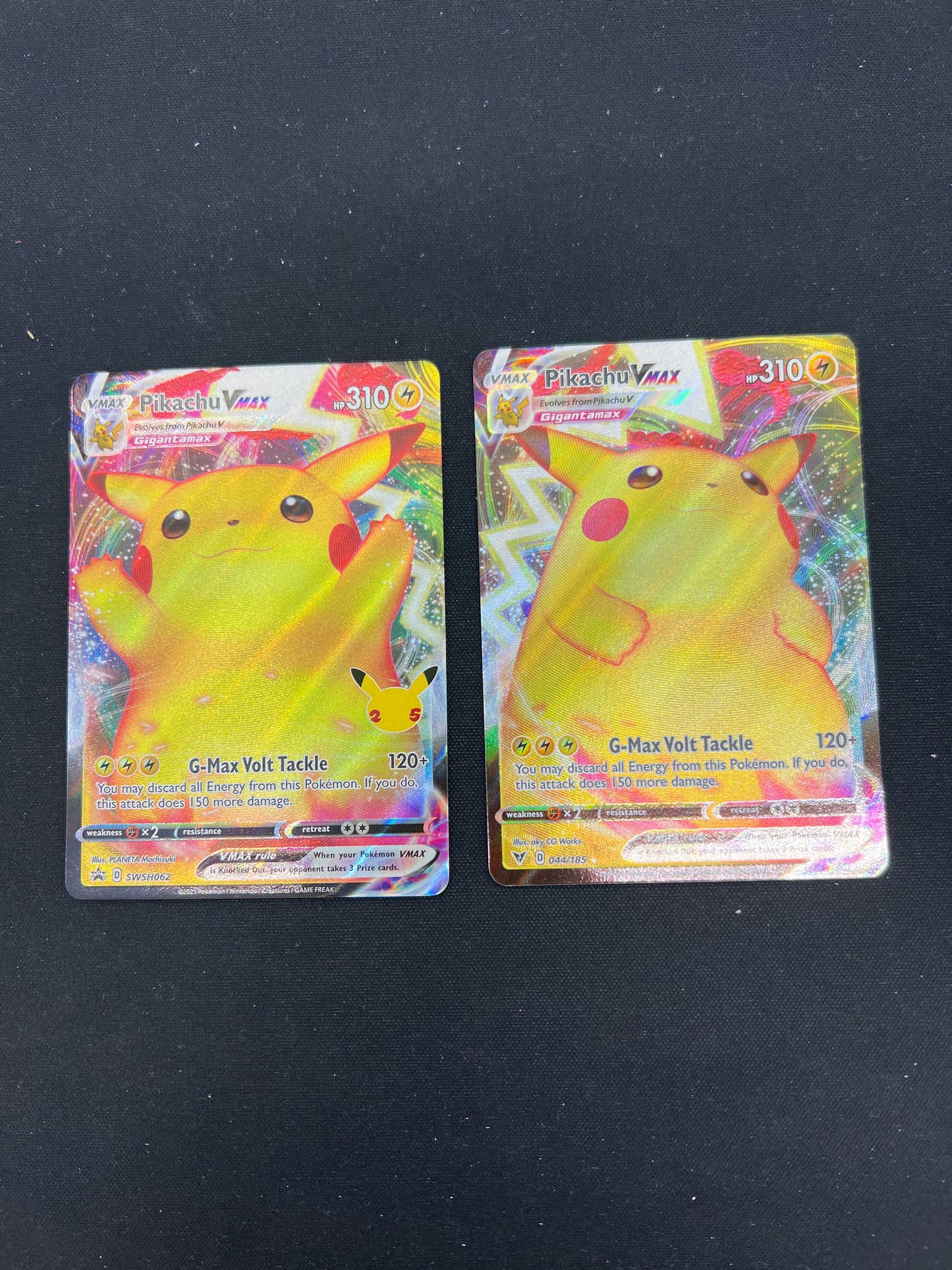 Auction Lot 176: Pokemon Cards Lot of 2 Pikachu VMAX Celebrations & Vivid Voltage Conditions Vary