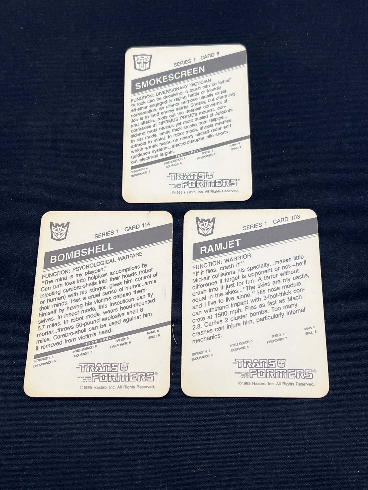 Auction Lot 202: Transformers TCG 1985 Card Lot 2 Conditions Vary