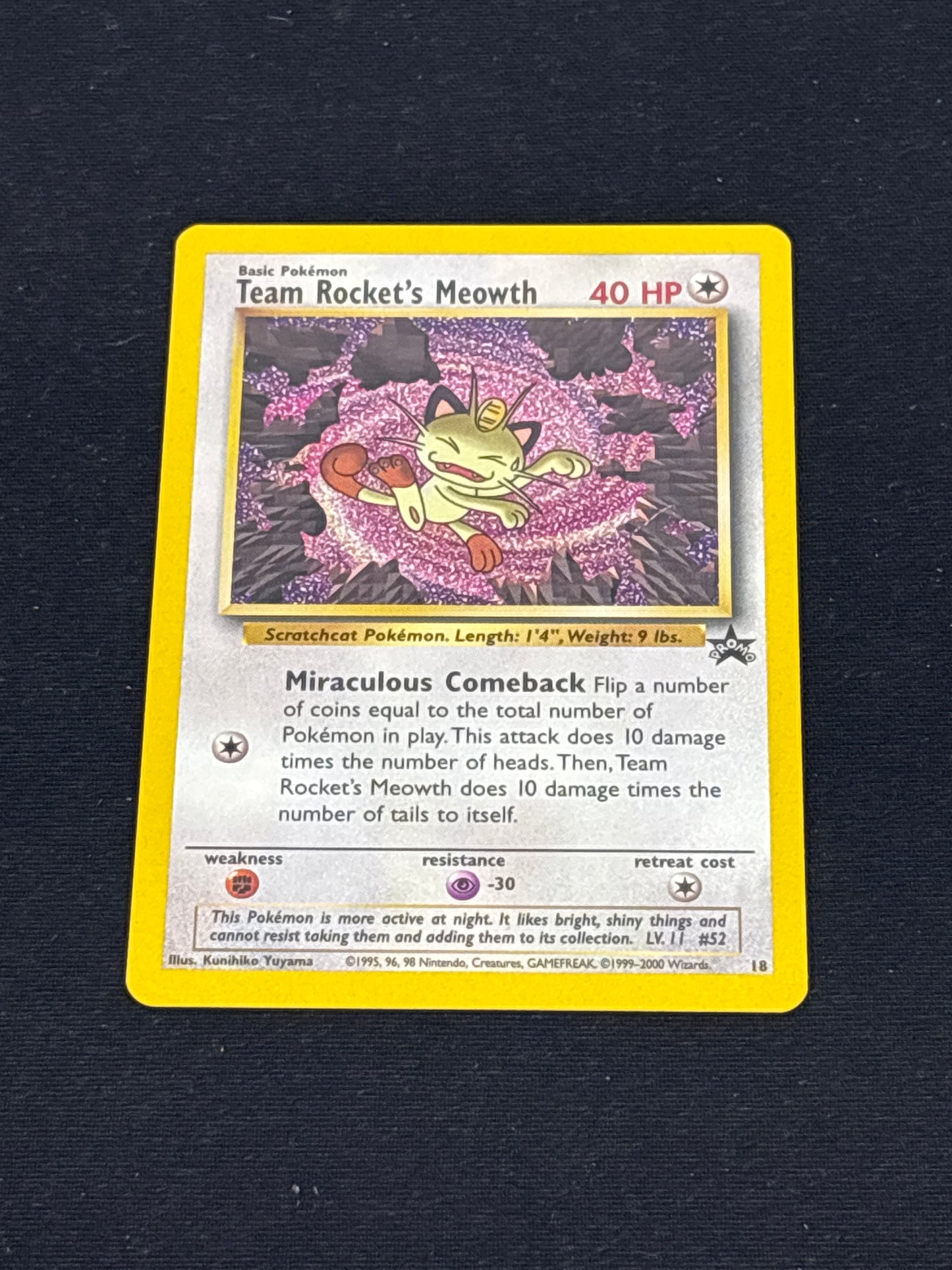 Auction Lot 234: Pokemon Cards Team Rocket's Meowth WOTC Black Star Promo Condition Vary