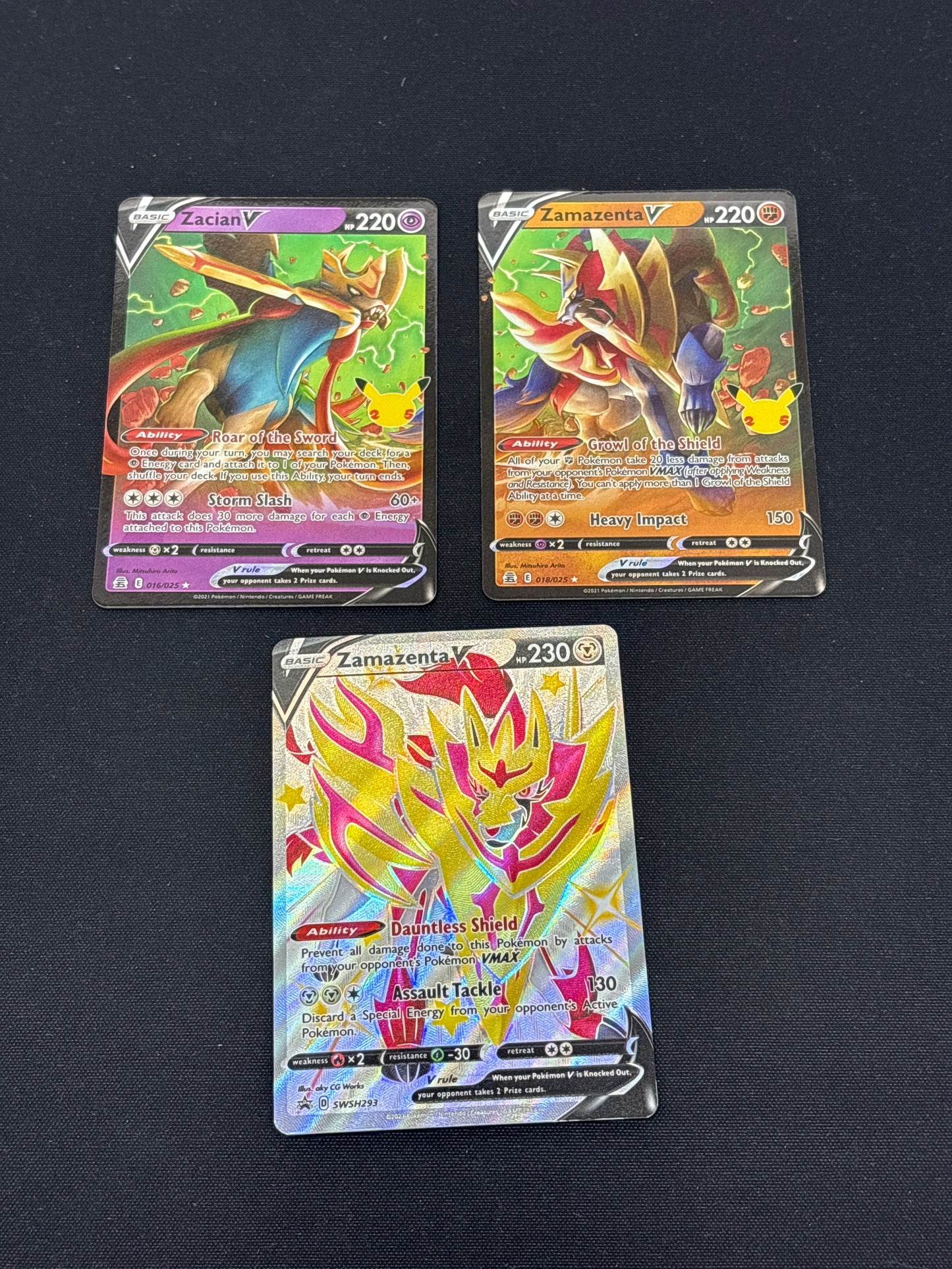 Auction Lot 417: Pokemon Cards Lot of 3 Zacian Zamazenta Full Art V Conditions Vary