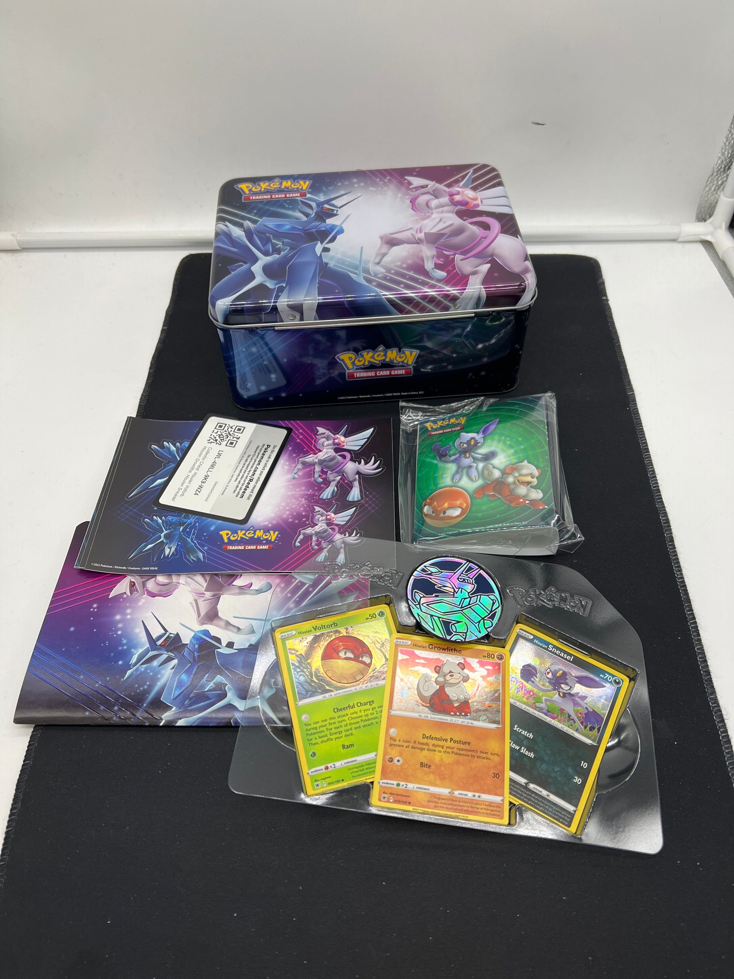 Auction Lot 328: Pokemon Cards Collector's Tin 2022 EMPTY With Accessories