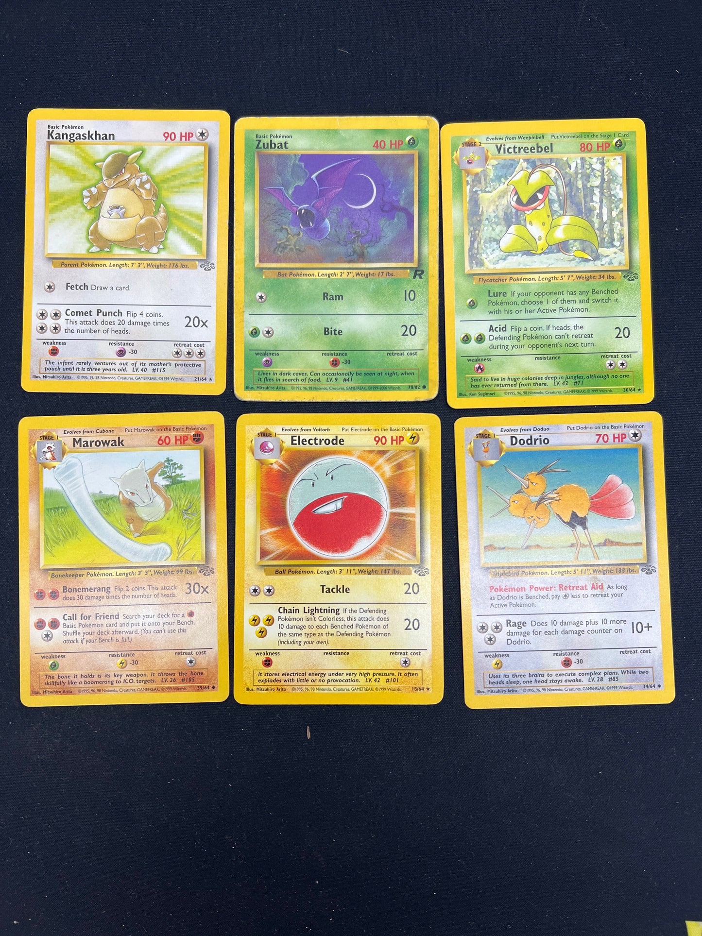 Auction Lot 72: Pokemon Cards Assorted Lot of 6 WOTC Jungle and Fossil Conditions Vary