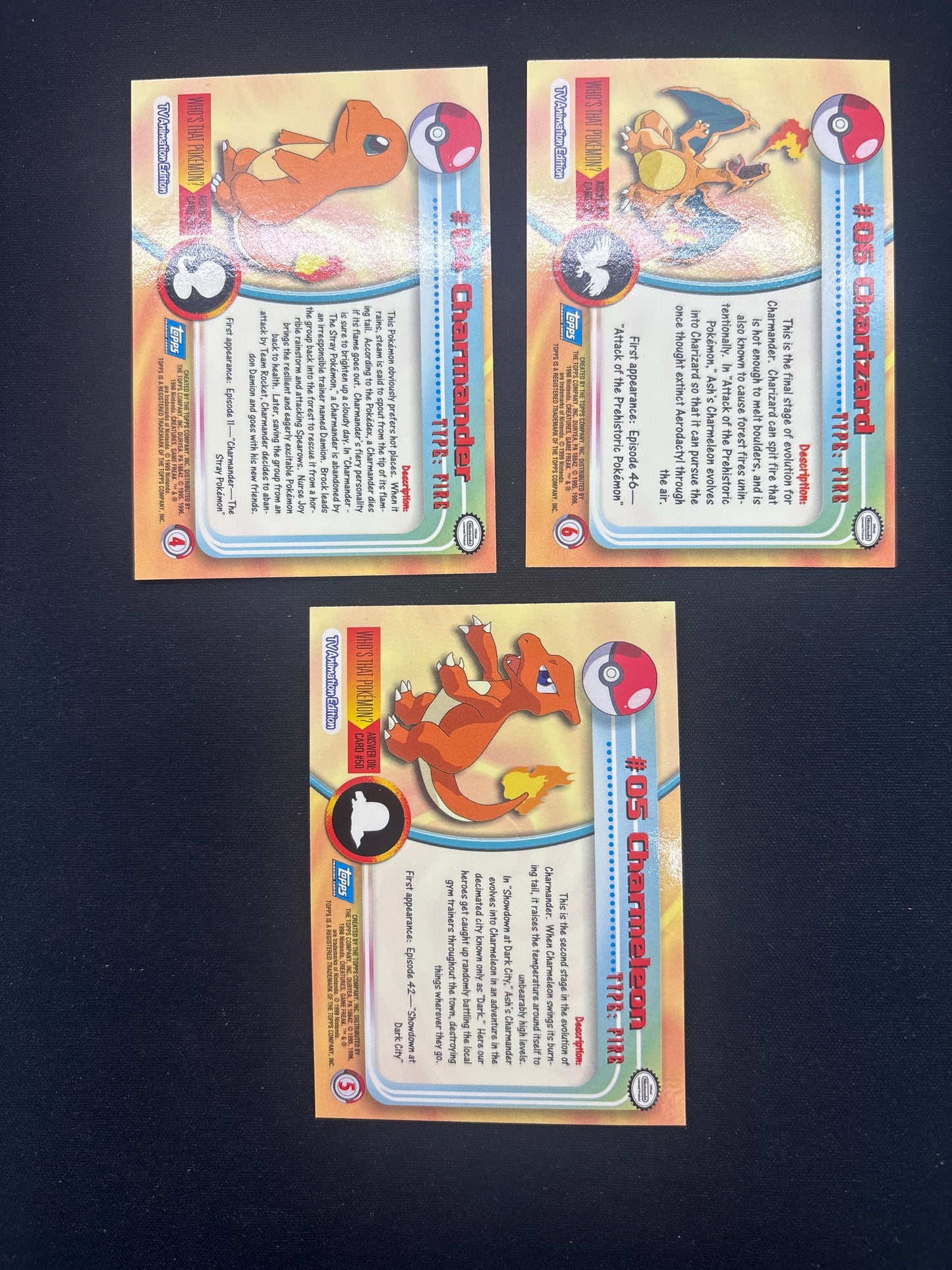 Auction Lot 72: Pokemon Cards Lot of 3 Charmander Evolution Line Topps Conditions Vary