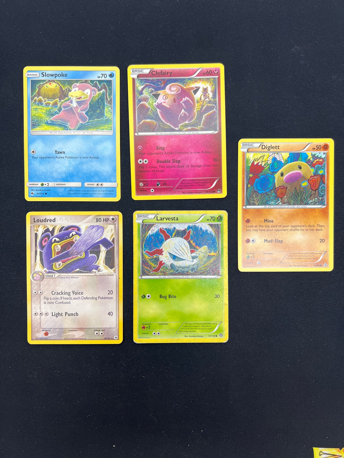 Auction Lot 116: Pokemon Cards Assorted Lot of 5 Commons Uncommon Tomokazu Komiya Illustrated Condtions Vary