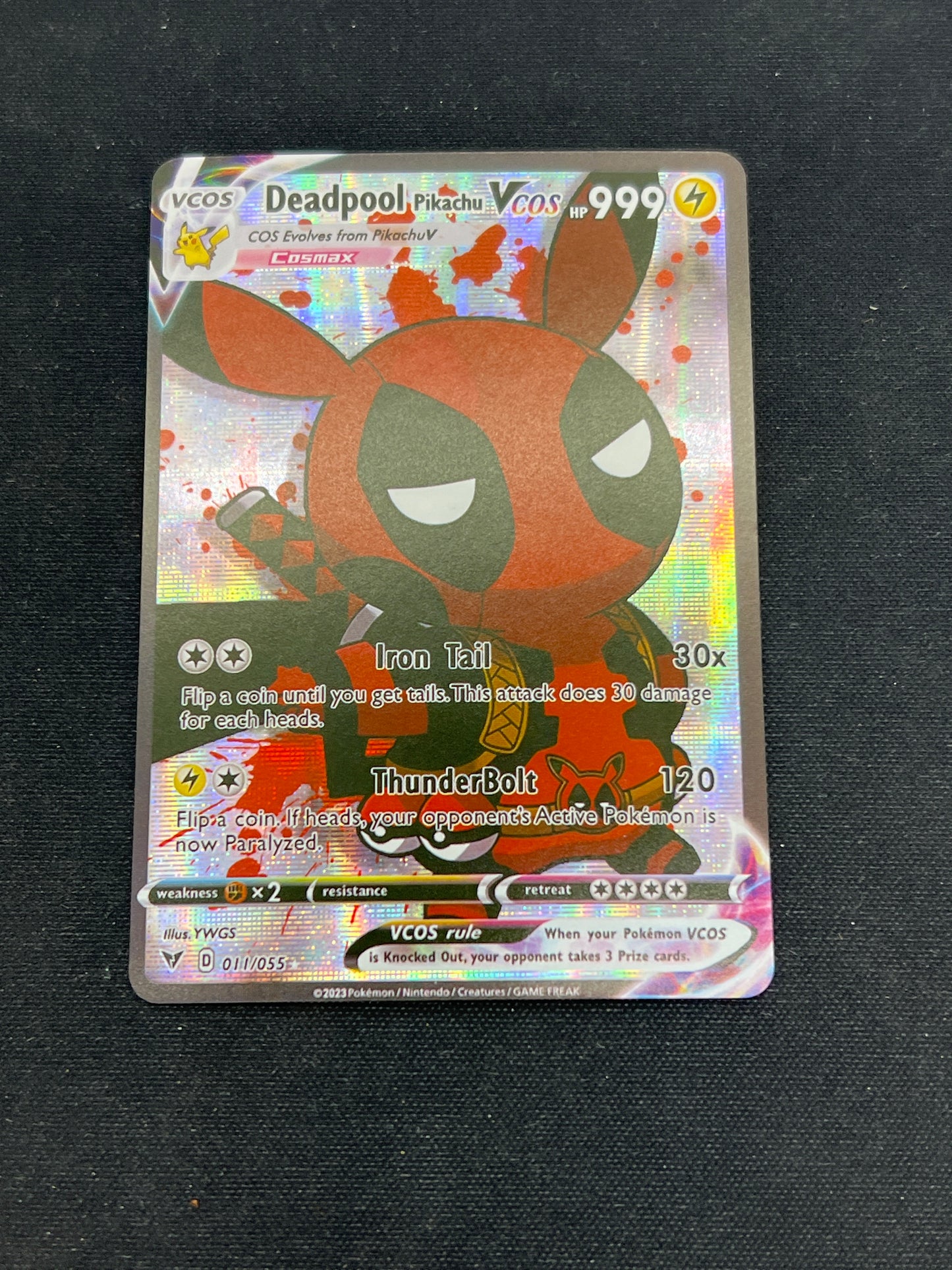 Auction Lot 323: Pokemon Cards CUSTOM Deadpool Pikachu VMAX Cards