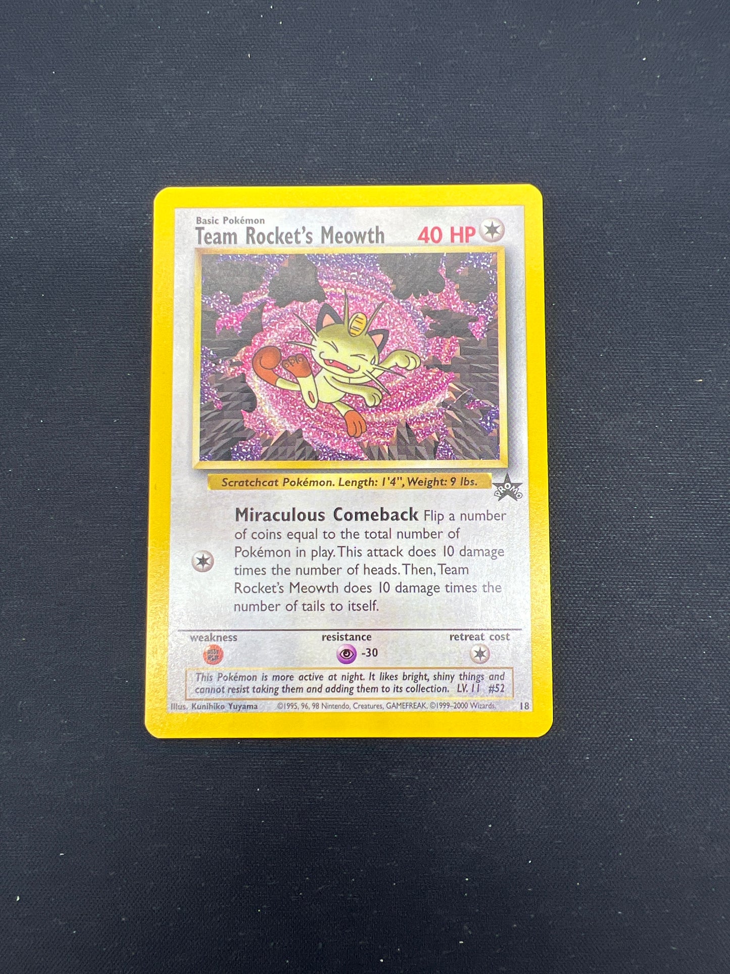 Auction Lot 134: Pokemon Cards Team Rocket's Meowth WOTC Black Star Conditions Vary
