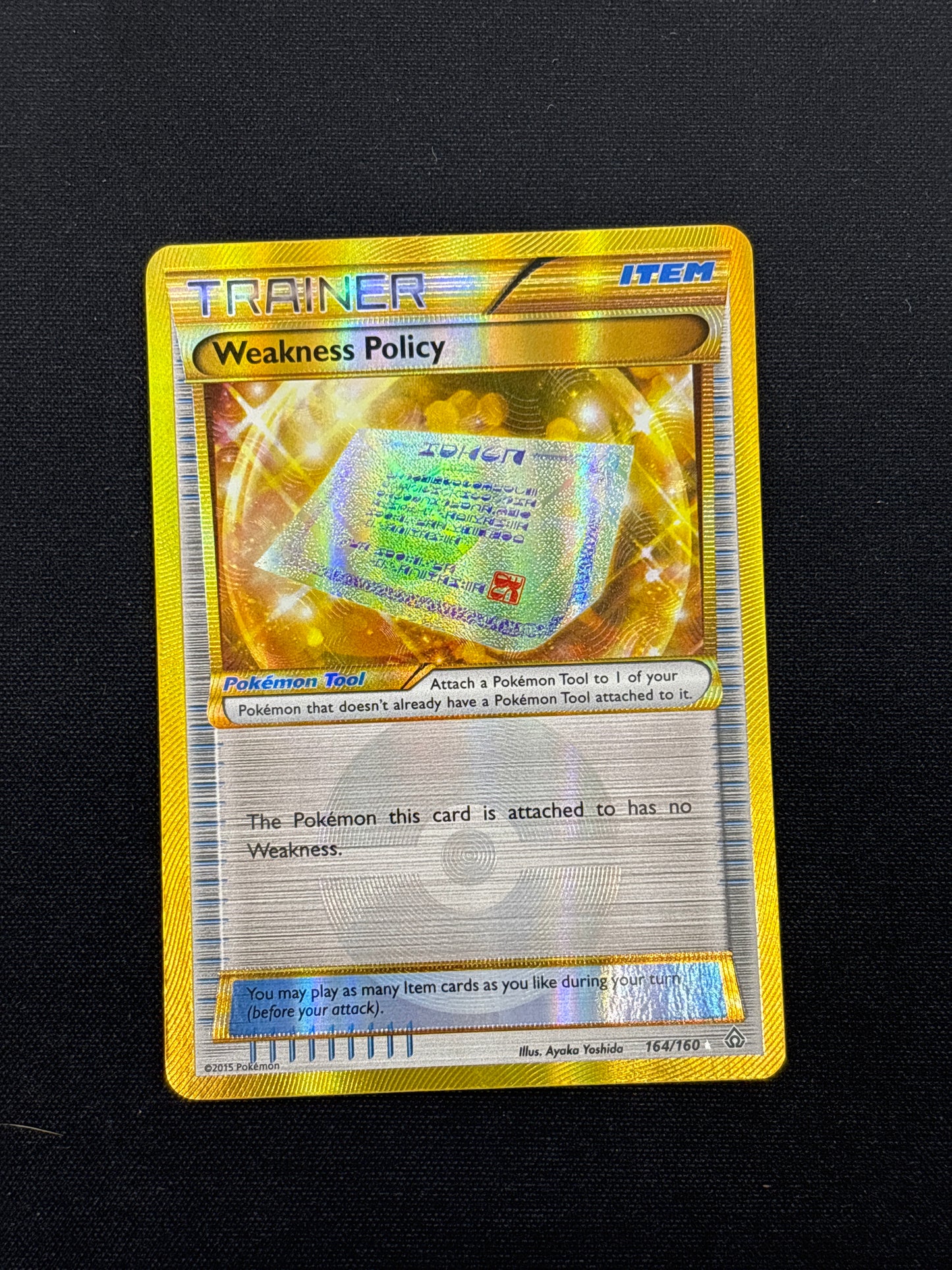 Auction Lot 6: Weakness Policy Secret Rare 164/160 Pokemon Primal Clash Card Conditions Vary