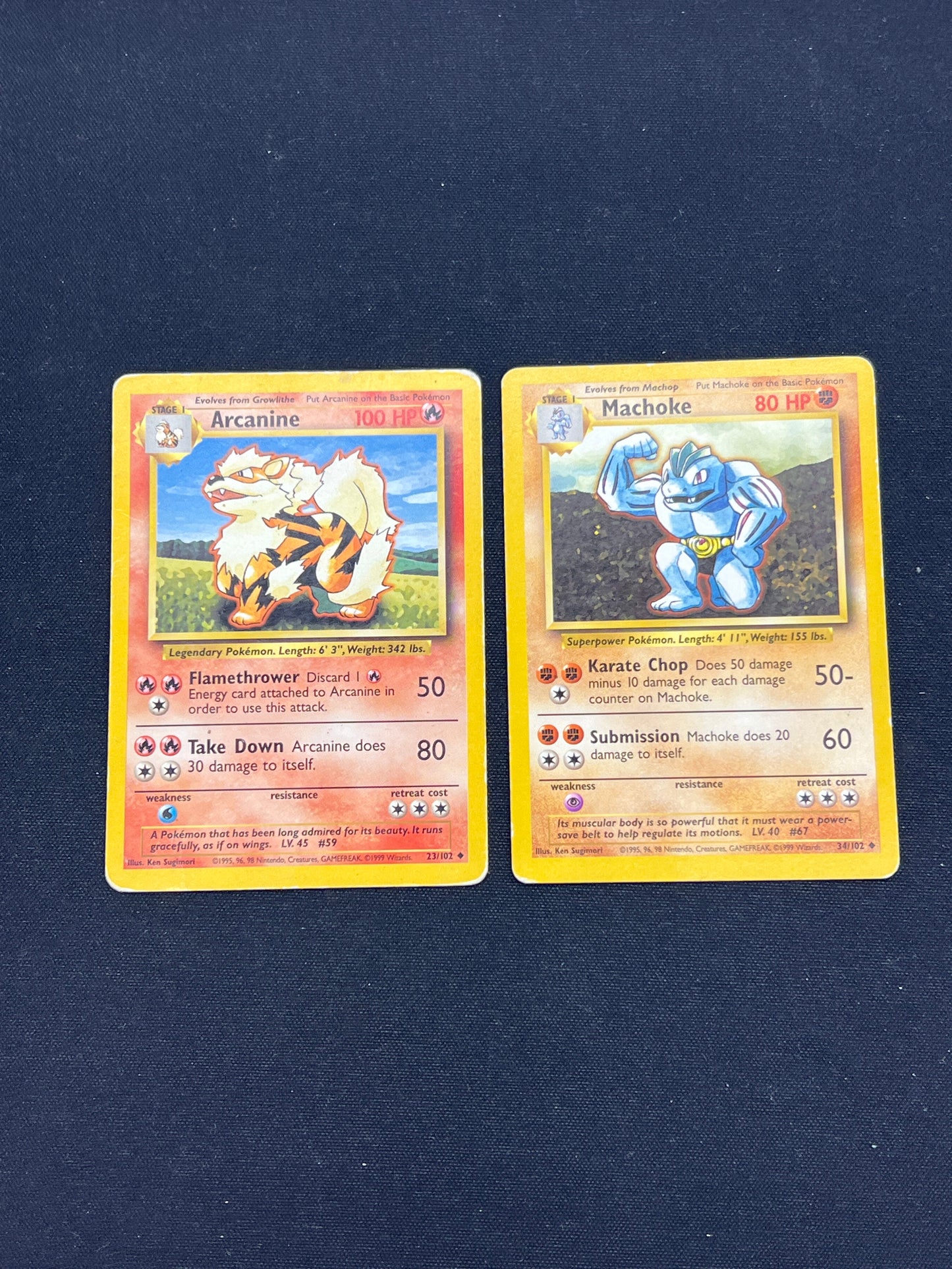 Auction Lot 220: Pokemon Cards Arcanine & Machamp Base Set Conditions Vary