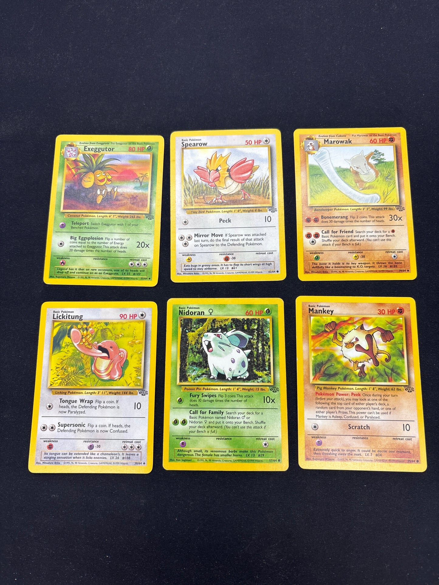 Auction Lot 52: Pokemon Cards Lot of 6 WOTC Jungle Commons Uncommons Conditions Vary