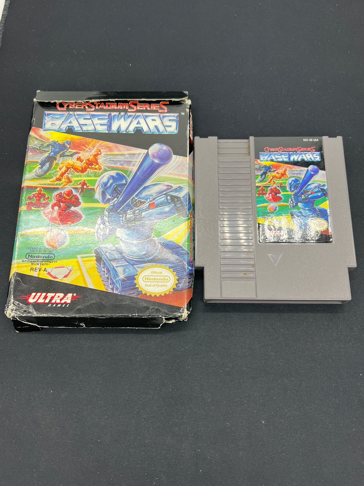 Auction Lot 213: NES Cyber Stadium Series Base Wars Cartridge & Case