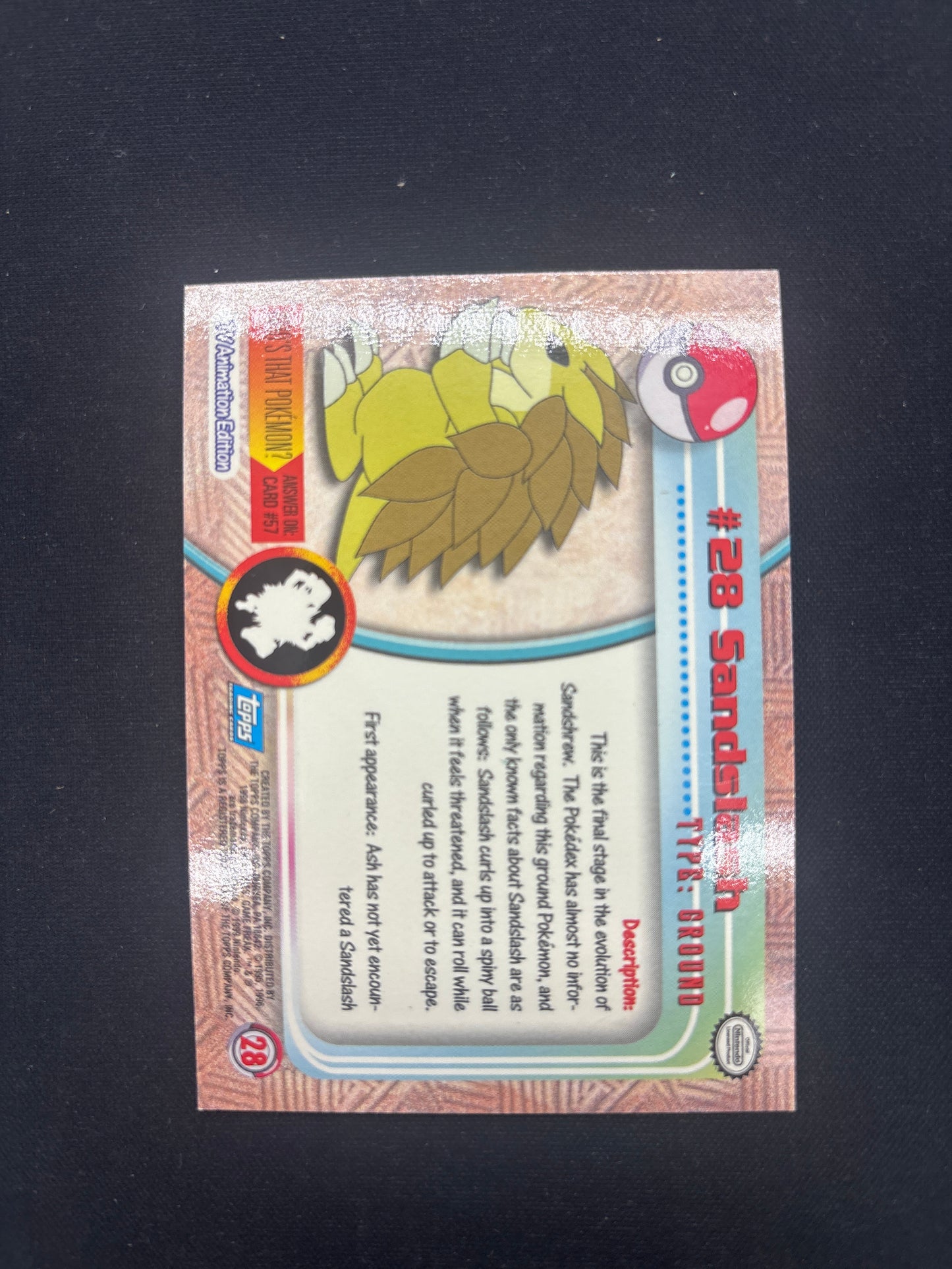 Auction Lot 58: Pokemon Topps Card Sandslash Foil Condition Vary