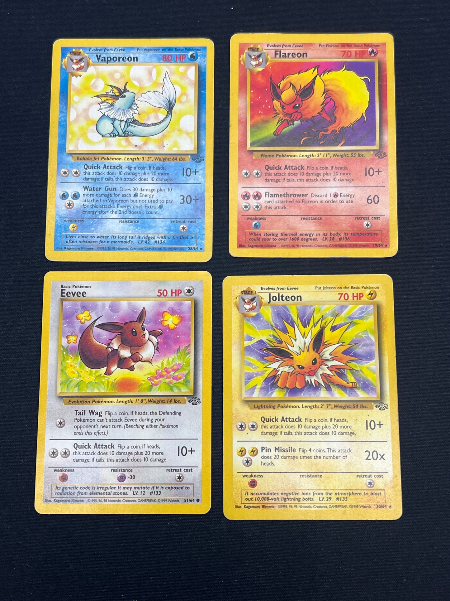 Auction Lot 282: Pokemon Cards Assorted Lot of 4 WOTC Jungle Eeveelutions Conditions Vary