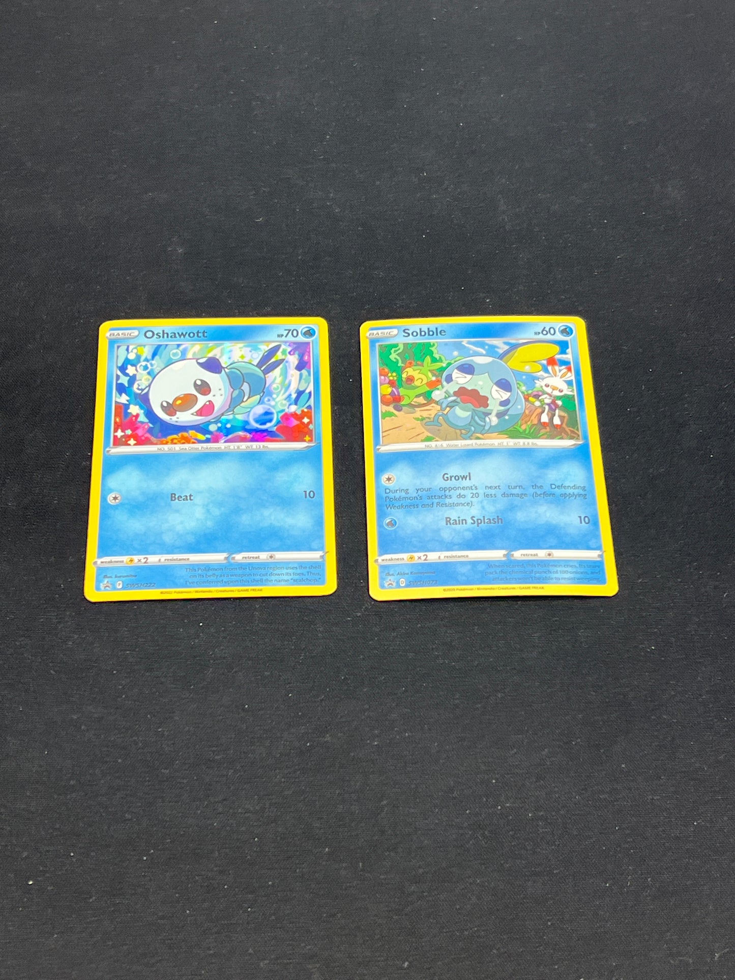 Auction Lot 312: Pokemon Cards Oshawott & Sobble Holos SWSH Promo Conditions Vary