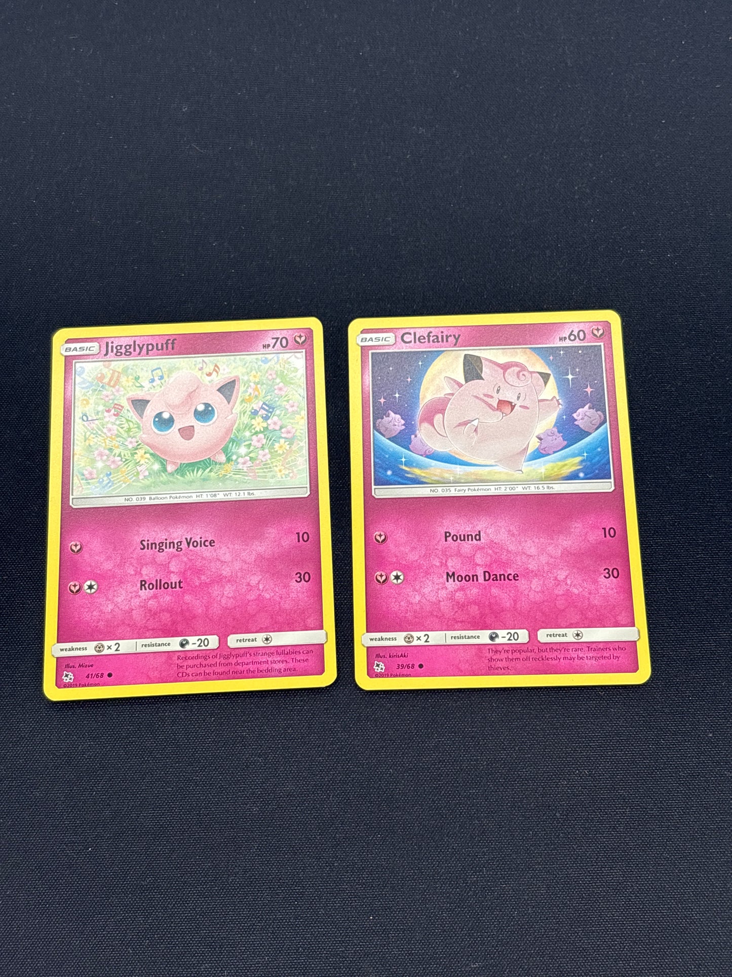 Auction Lot 212: Pokemon Cards Lot of 2 Jigglypuff & Clefairy Hidden Fates Conditions Vary