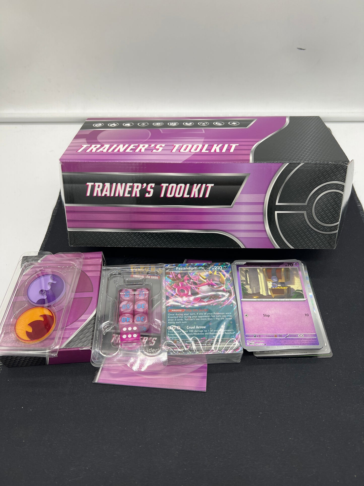 Auction Lot 251: Pokemon Cards 2025 Trainer Toolkit With Fezandipiti EX Deck and Accessories and Bulk