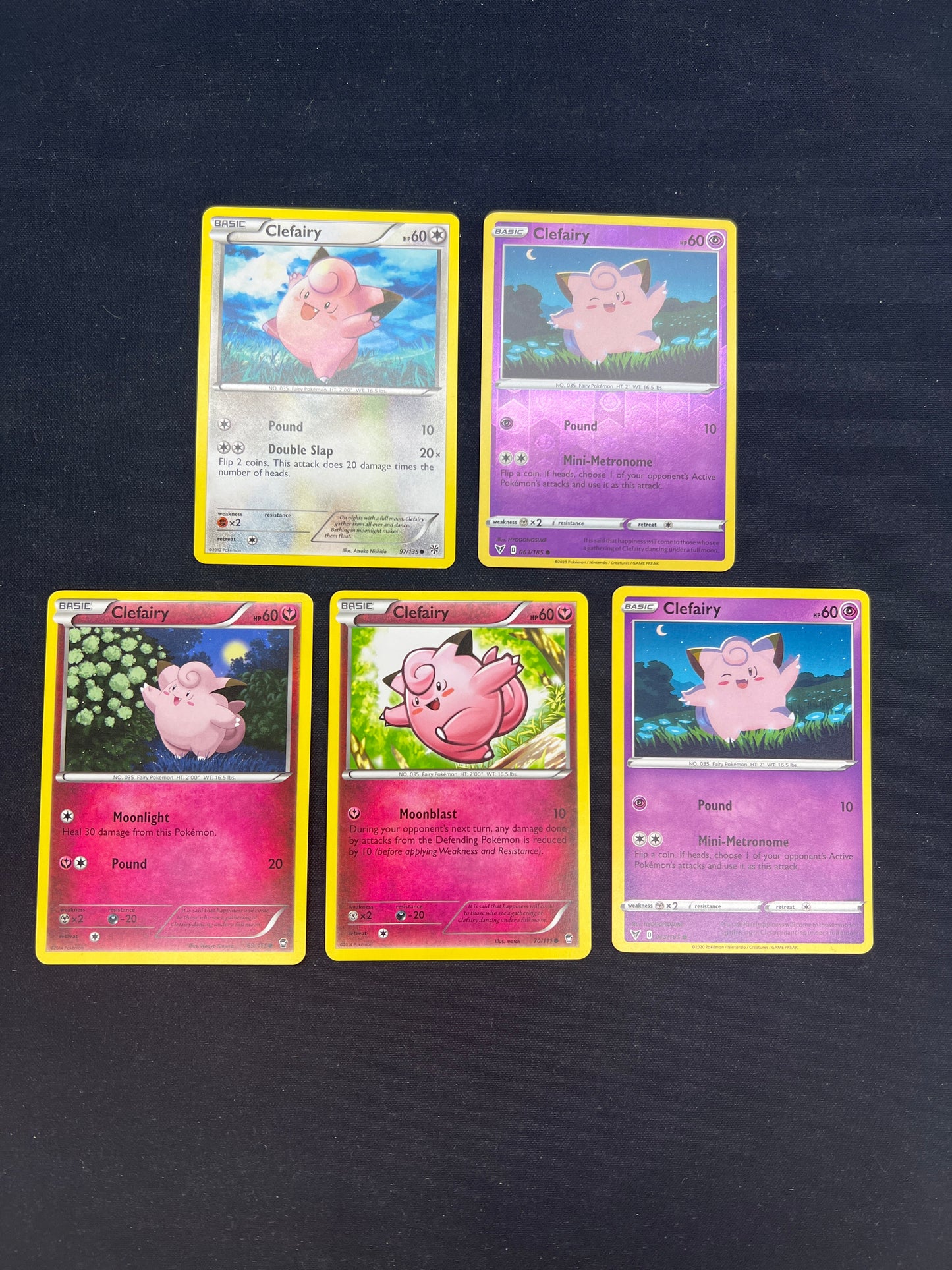 Auction Lot 238: Pokemon Cards Lot of 5 Clefairy Commons Conditions Vary