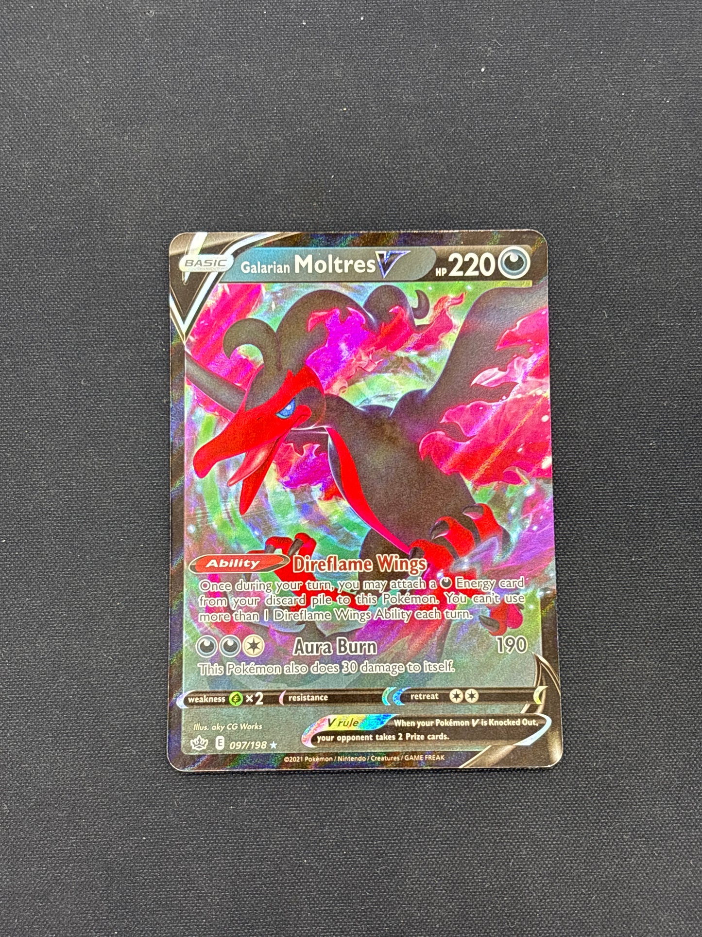 Auction Lot 143: Pokemon Cards Galarian Moltres V Chilling Reign Conditions Vary